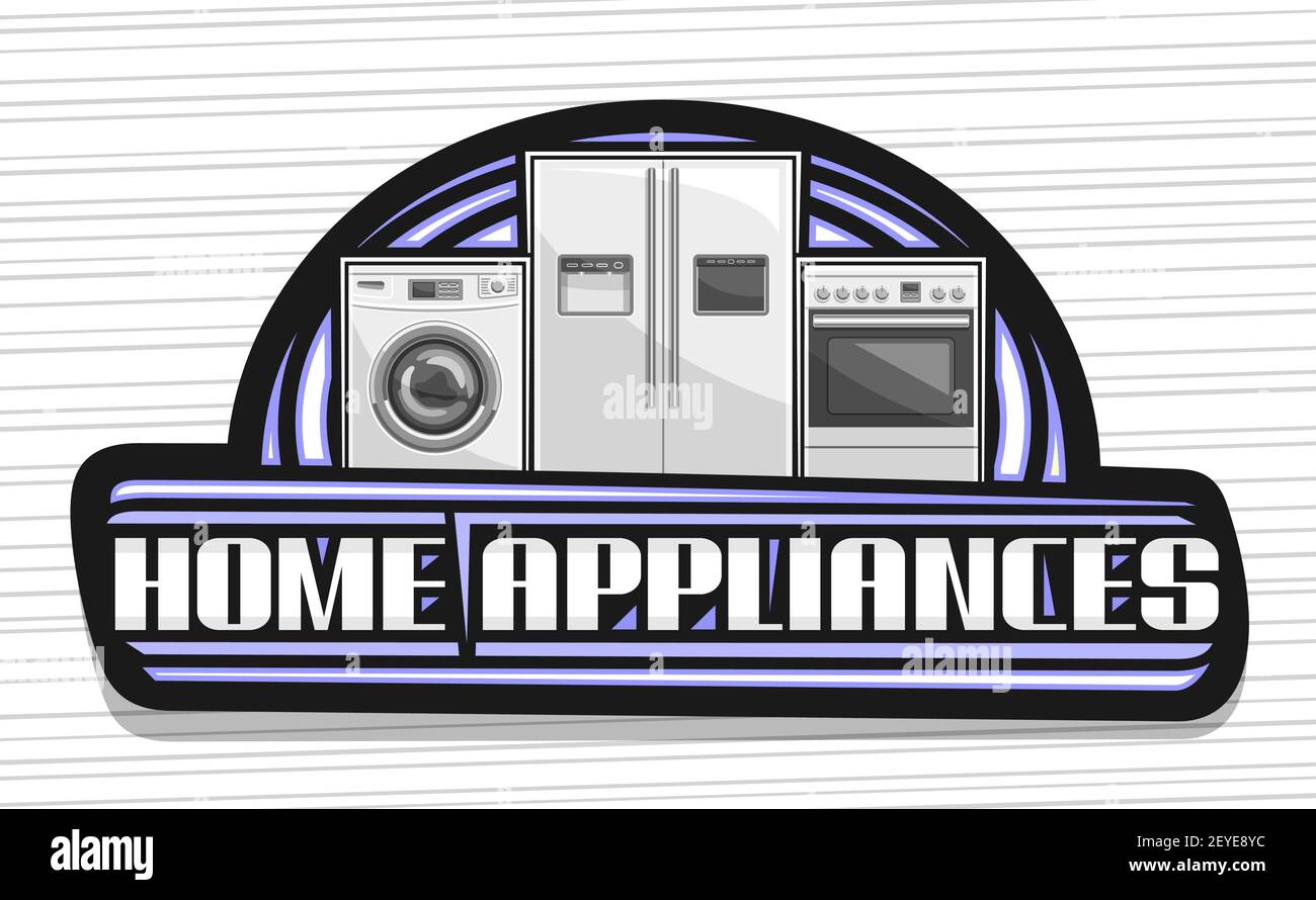 Vector logo for Home Appliances, black decorative sign board with