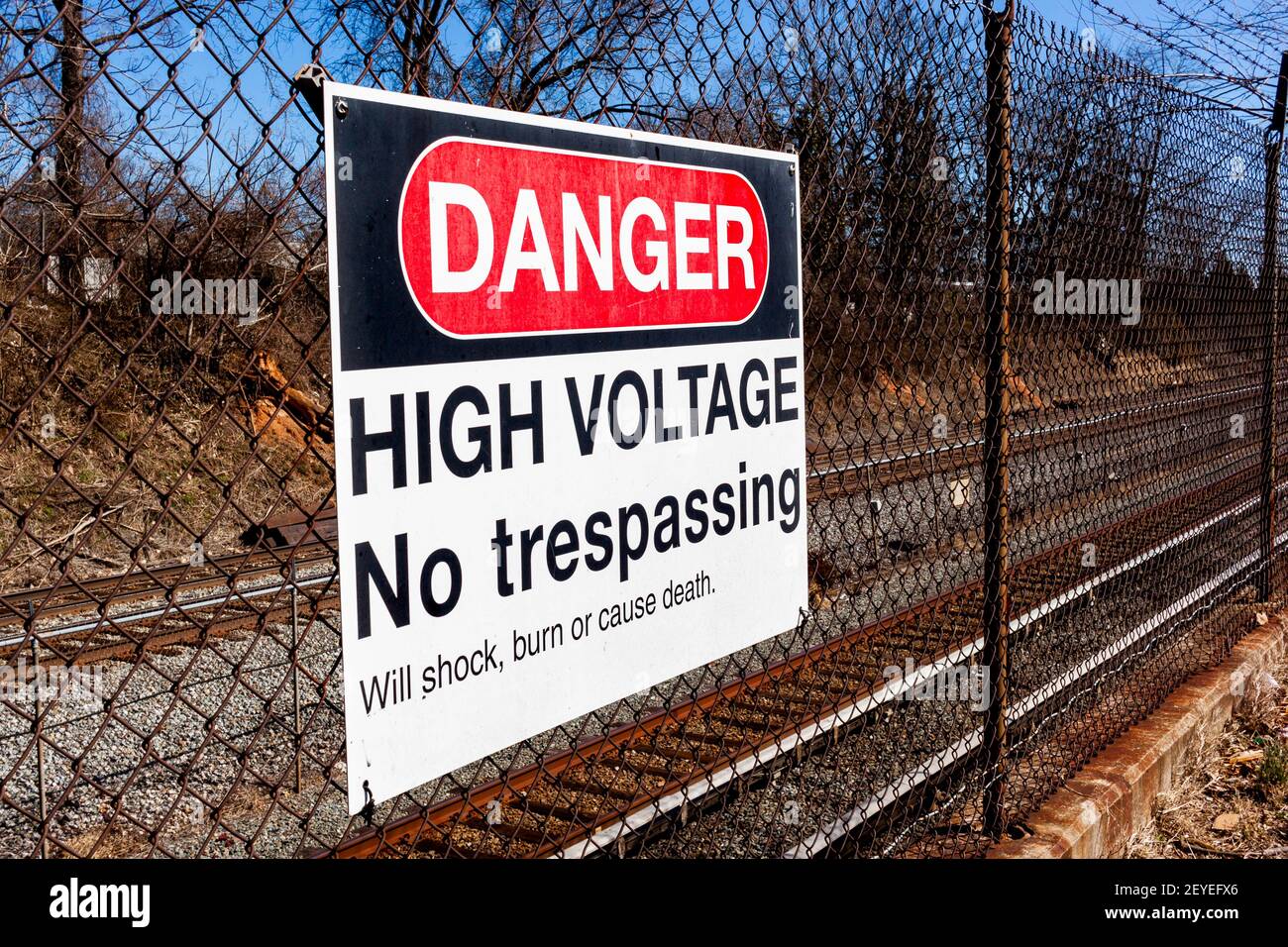 high voltage sign fence