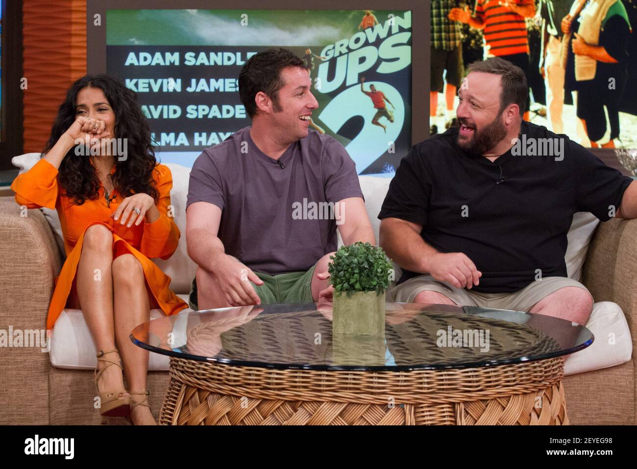 Salma Hayek, Adam Sandler and Kevin James of 'Grown Ups 2' cast appears
