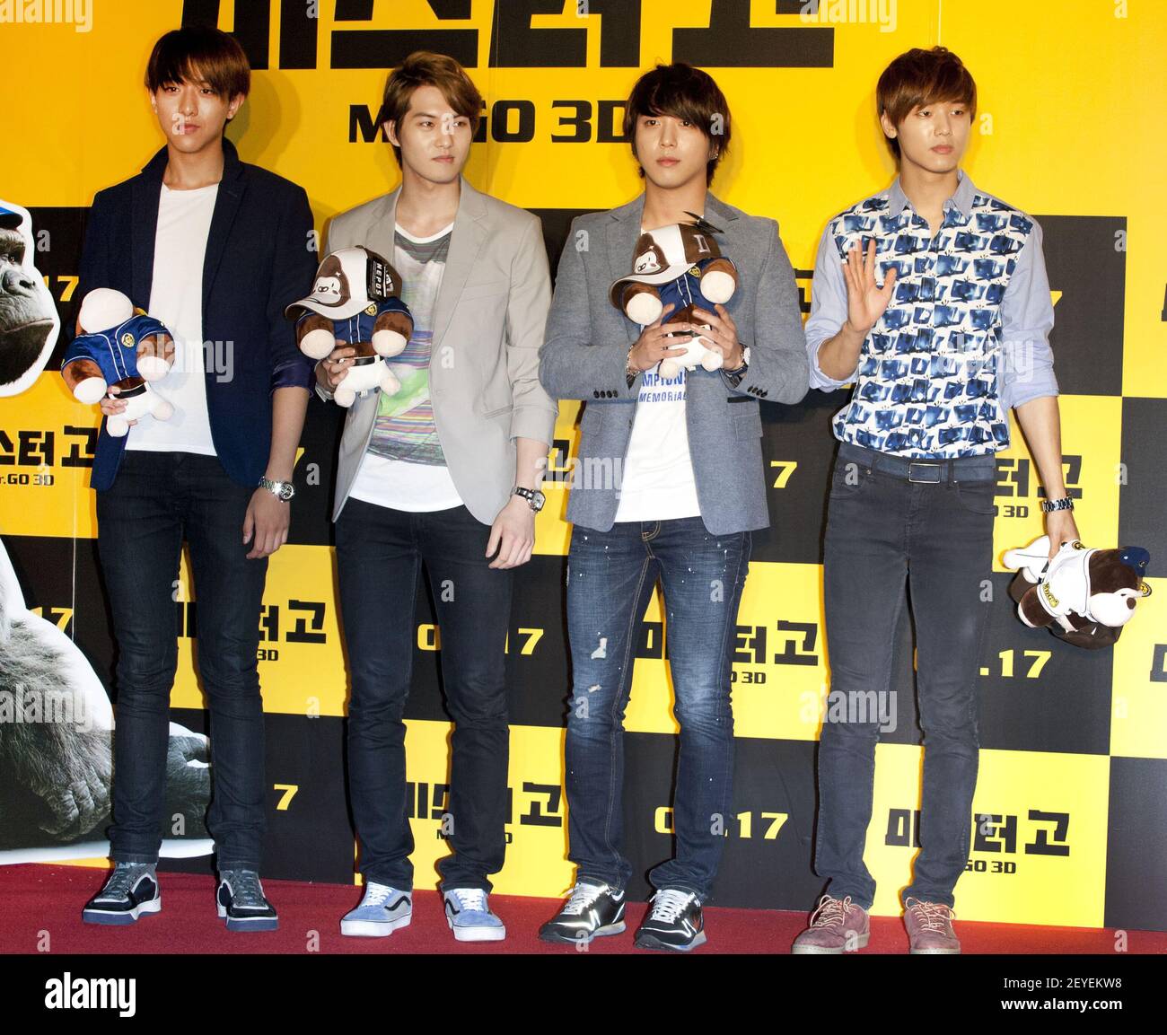 9 July 13 Seoul South Korea South Korean K Pop Boys Band Cnblue Attend A Red Carpet For The New Movie Mr Go Vip Premiere At Coex Mega Box In Seoul