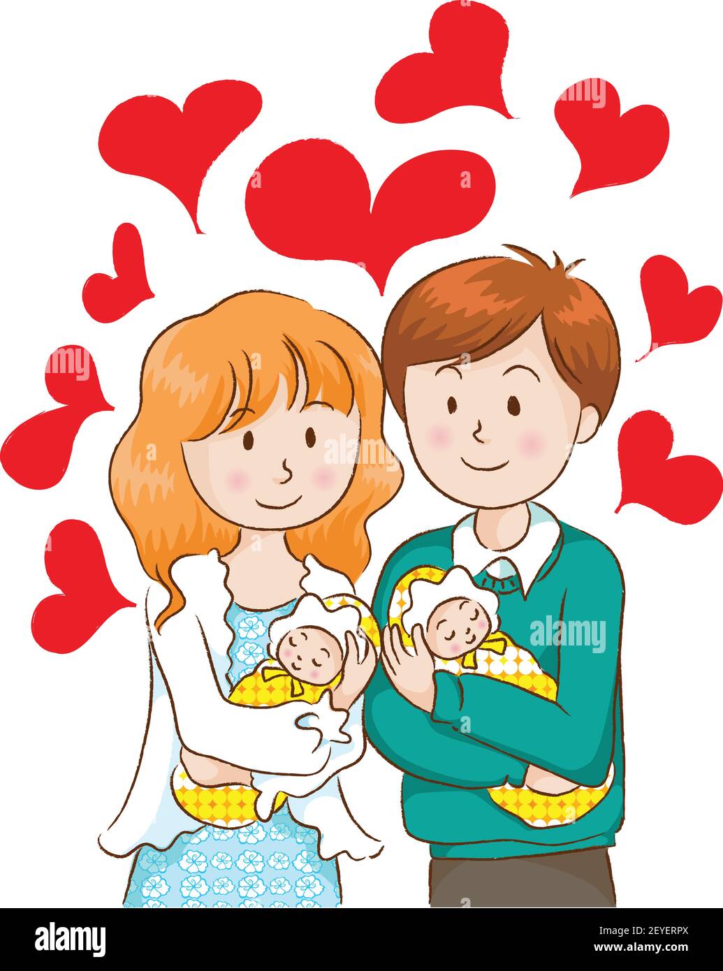vector drawing Young parents and newborn baby Stock Vector Image & Art ...