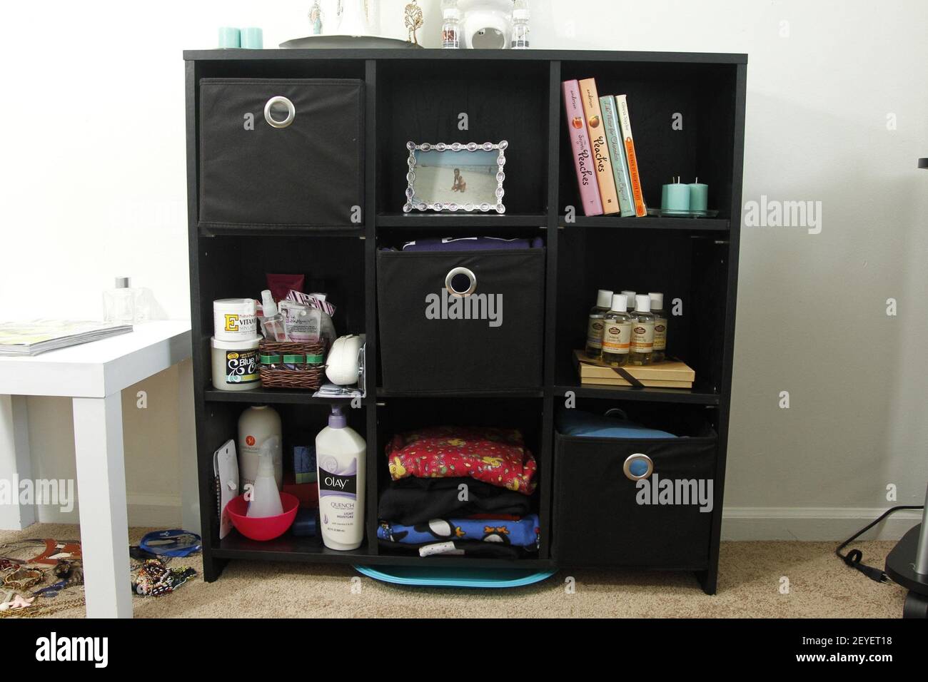 Instead of a dresser consider a cube storage system open spaces