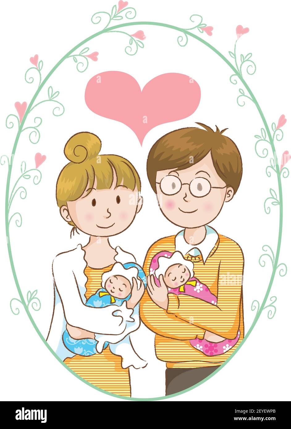 vector drawing Young parents and newborn baby Stock Vector Image & Art ...
