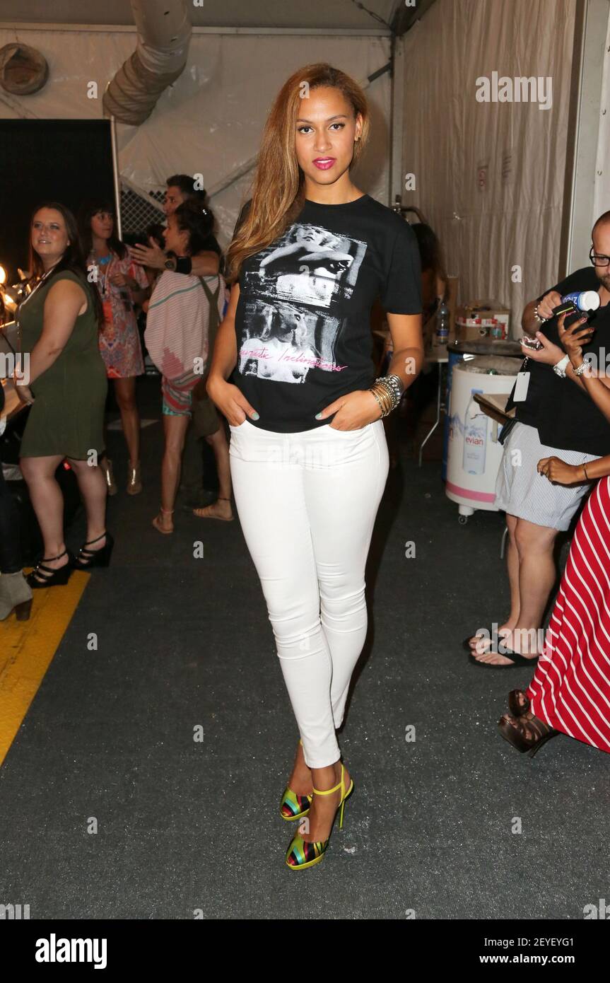 Alexis Rodman Posses Backstage During The Nicolita Fashion Show At The
