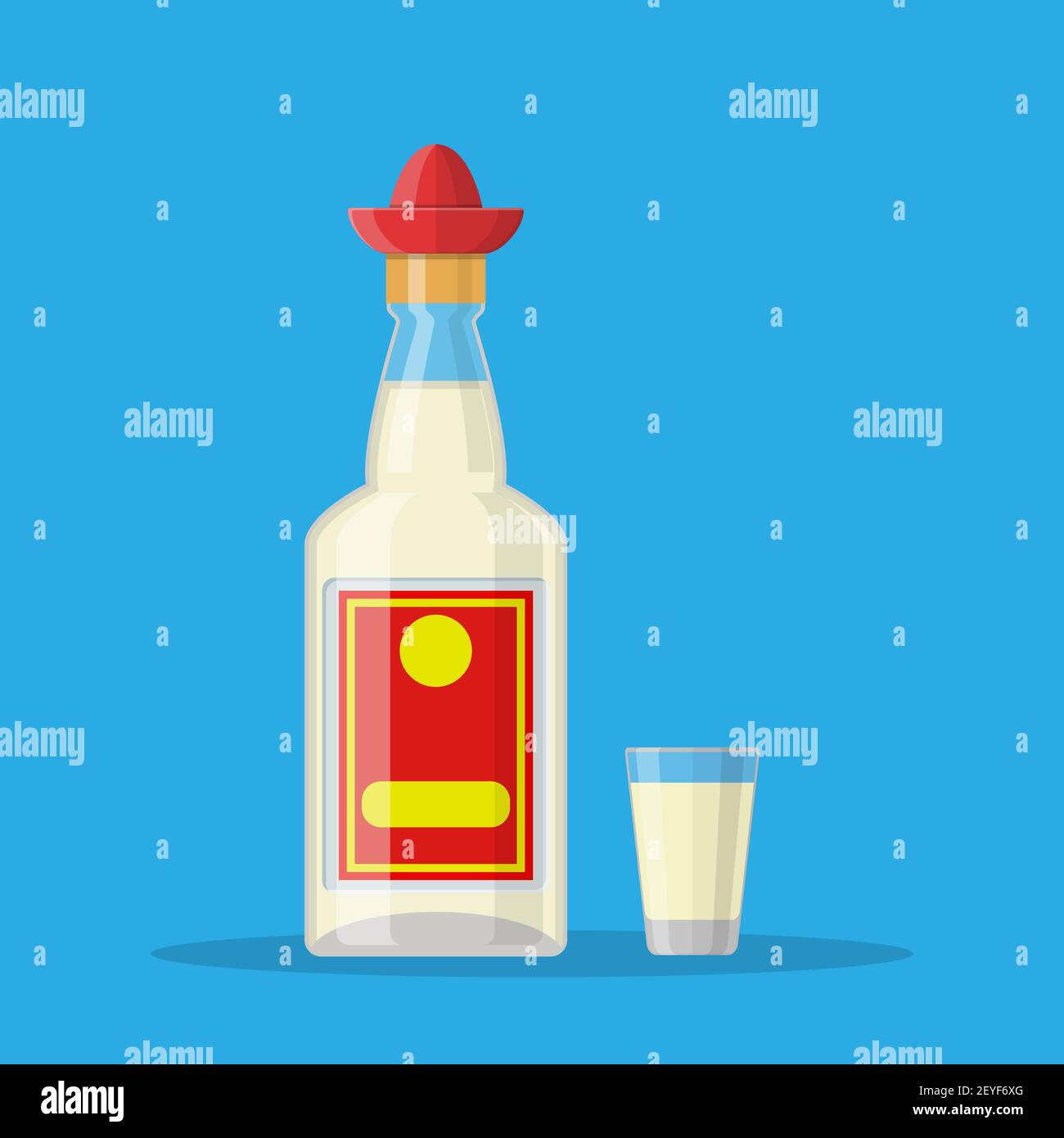 Bottle of tequila with shot glass Stock Vector Image & Art Alamy