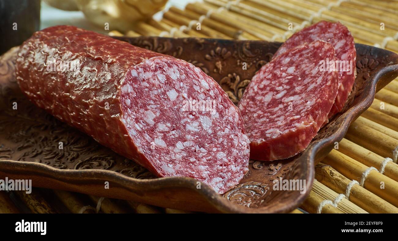 Thuringer rotwurst - German blood sausage Stock Photo - Alamy