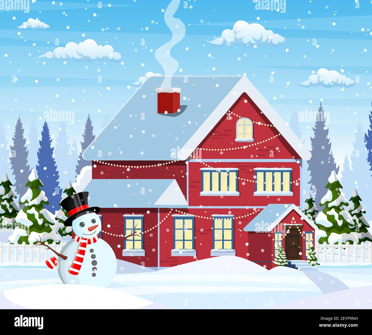 Suburban house covered snow Stock Vector Image & Art - Alamy
