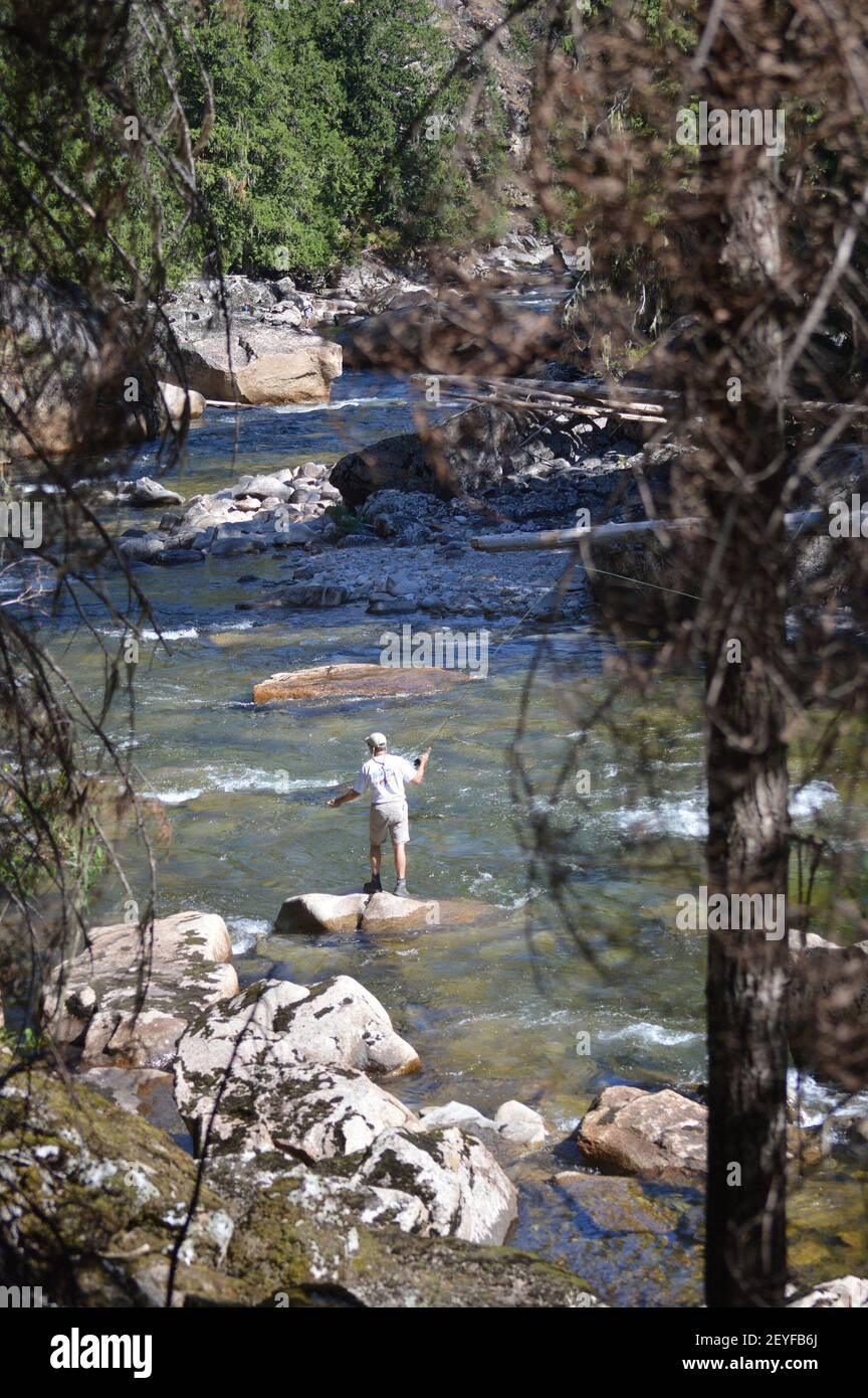 Paul Ehlen, of Bloomington, casts a fly in the Selway River, Idaho