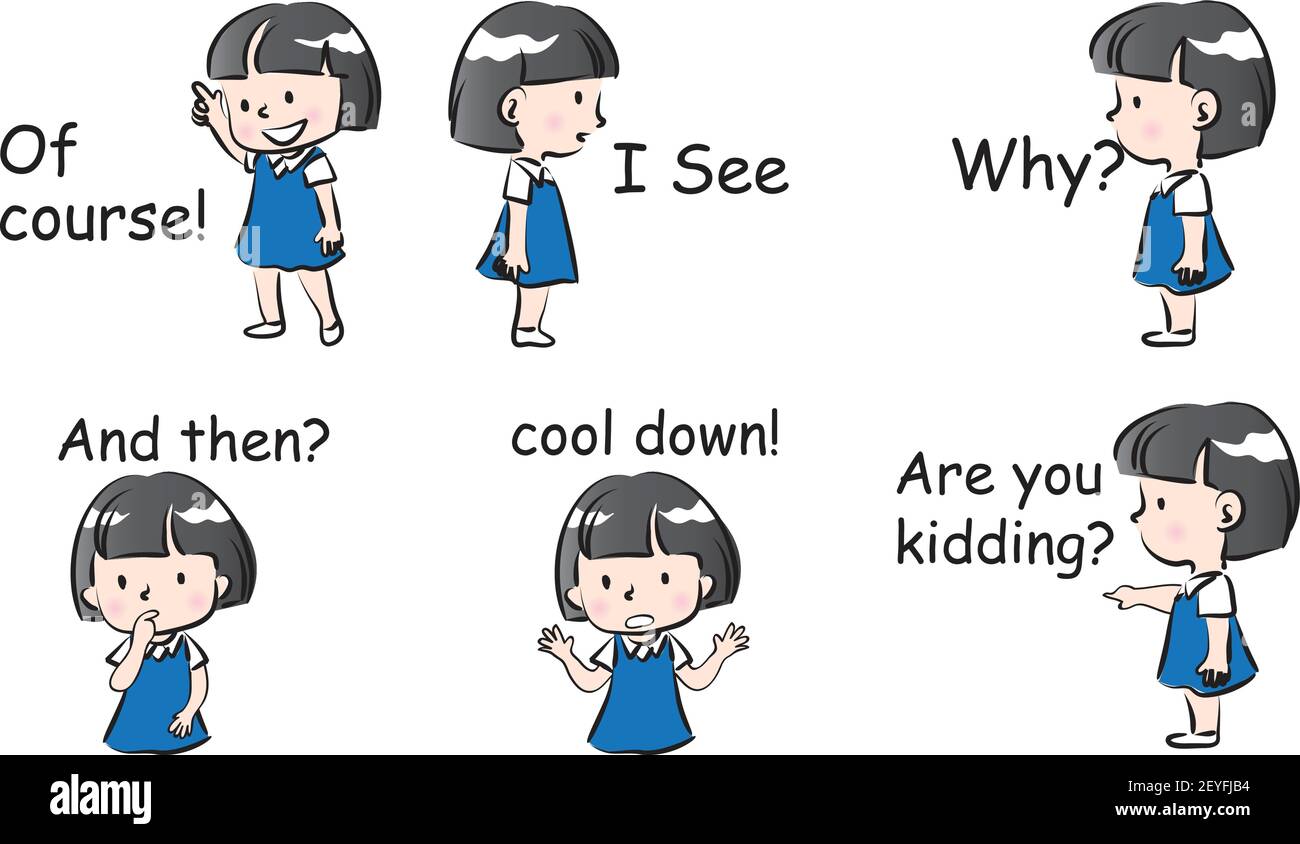 Vector cartoon school girl emoji set Stock Vector Image & Art - Alamy