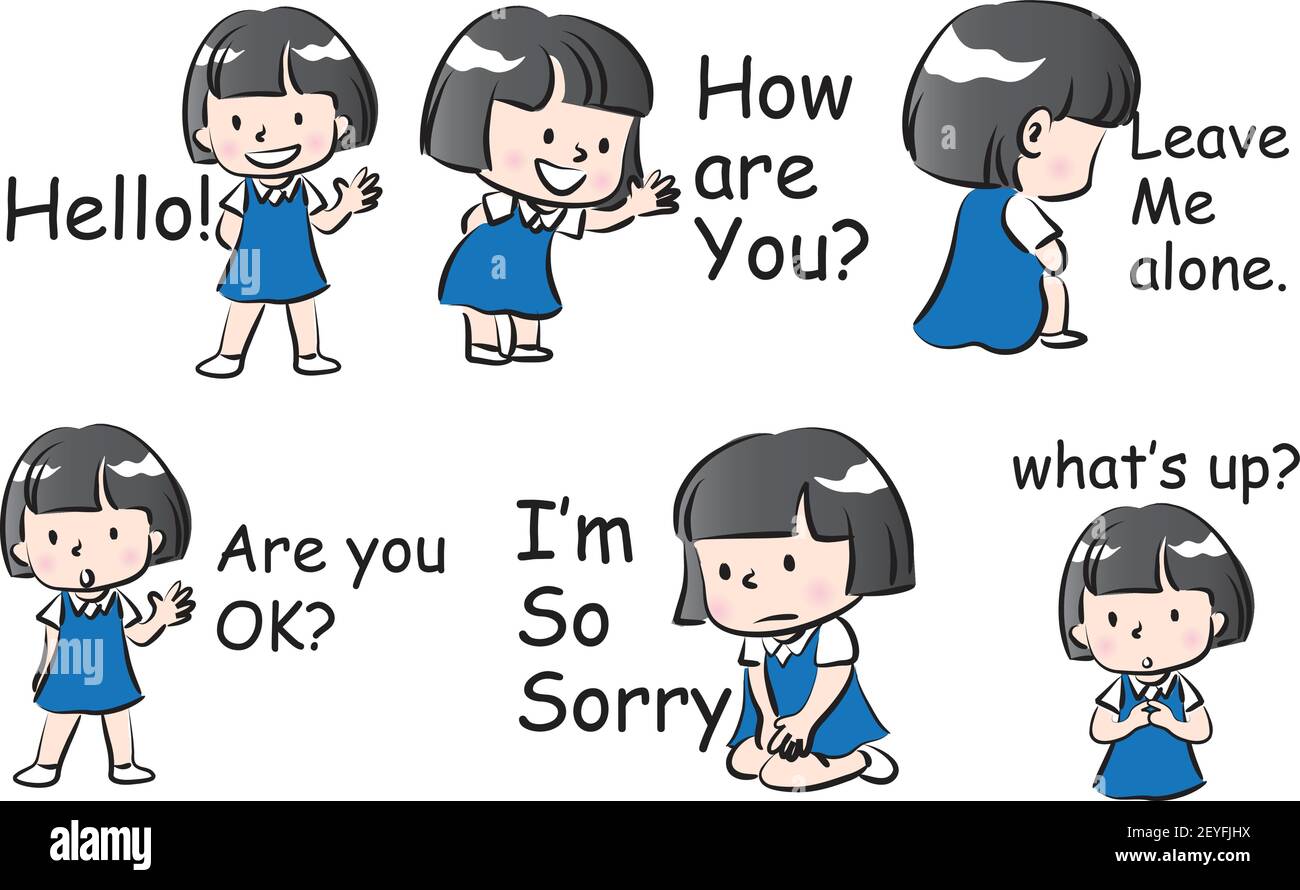 Vector cartoon school girl emoji set Stock Vector Image & Art - Alamy