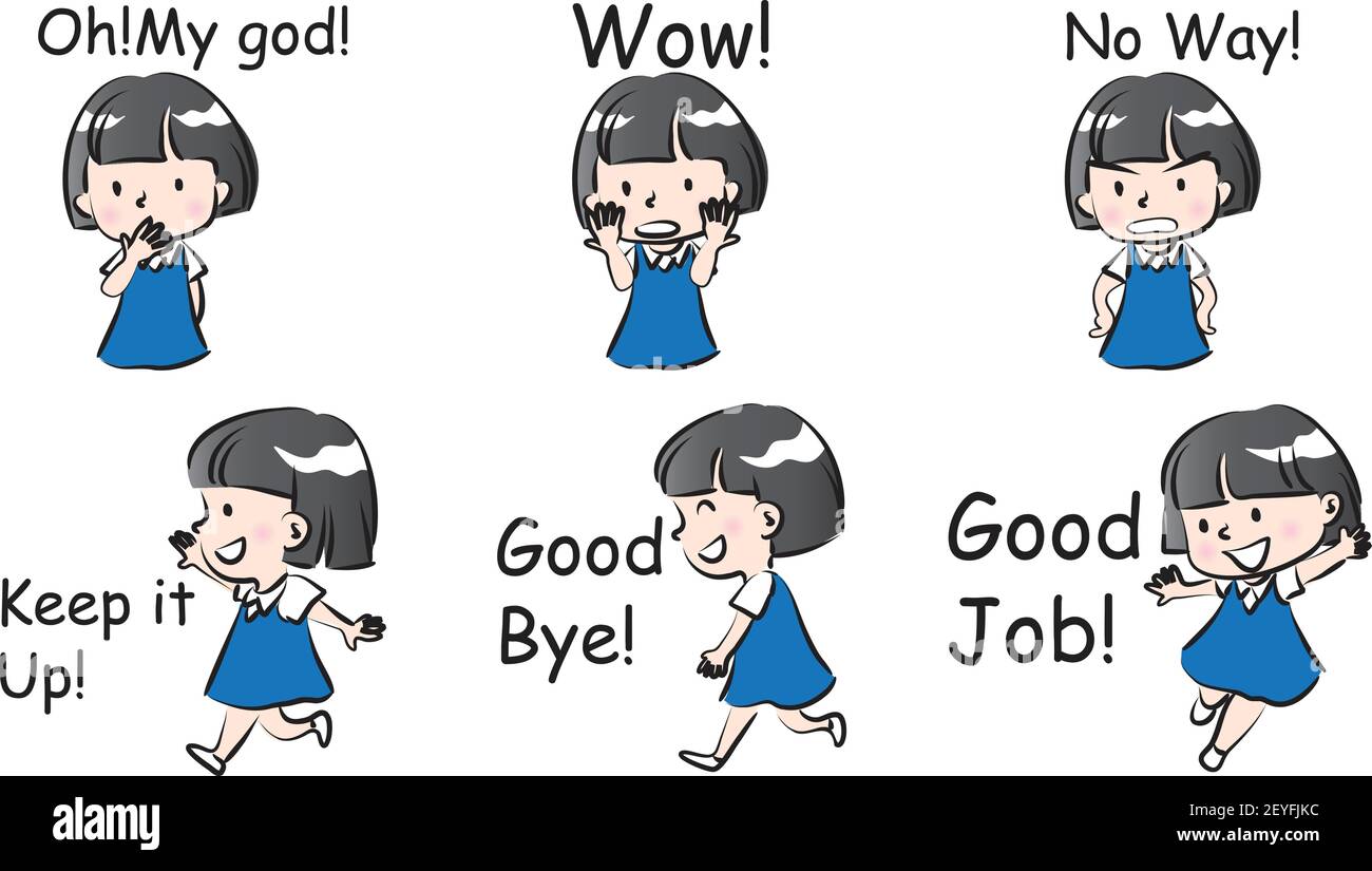 Vector cartoon school girl emoji set Stock Vector Image & Art - Alamy