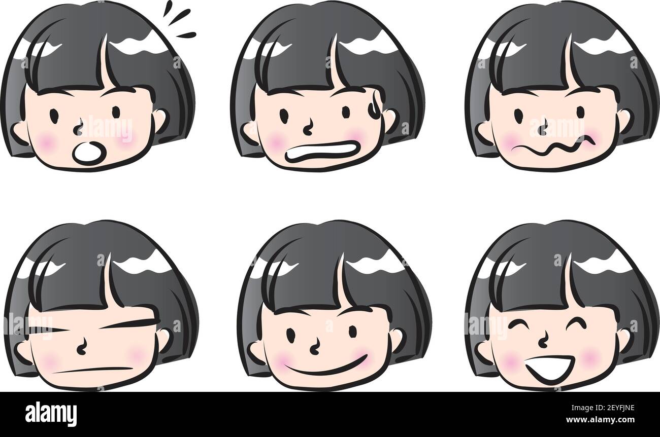 Vector cartoon school girl emoji set Stock Vector Image & Art - Alamy