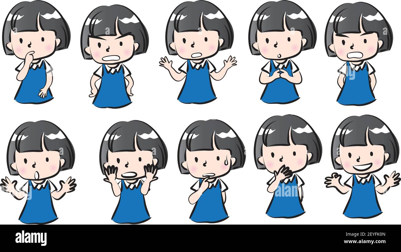Vector cartoon school girl emoji set Stock Vector Image & Art - Alamy