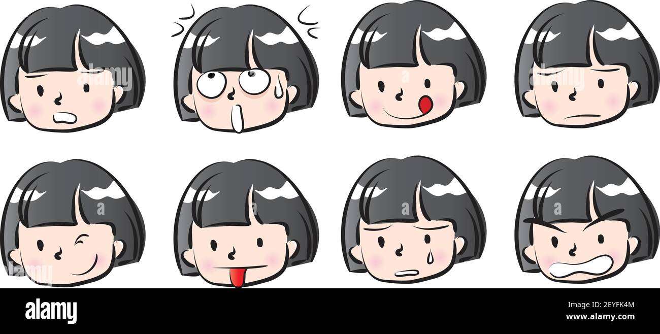 Vector cartoon school girl emoji set Stock Vector Image & Art - Alamy