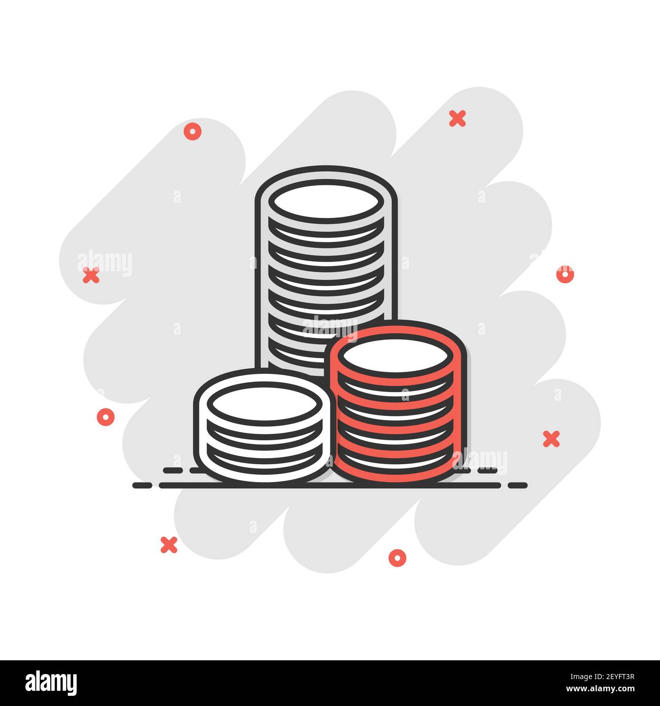 Vector cartoon coins stack icon in comic style. Money coin sign ...