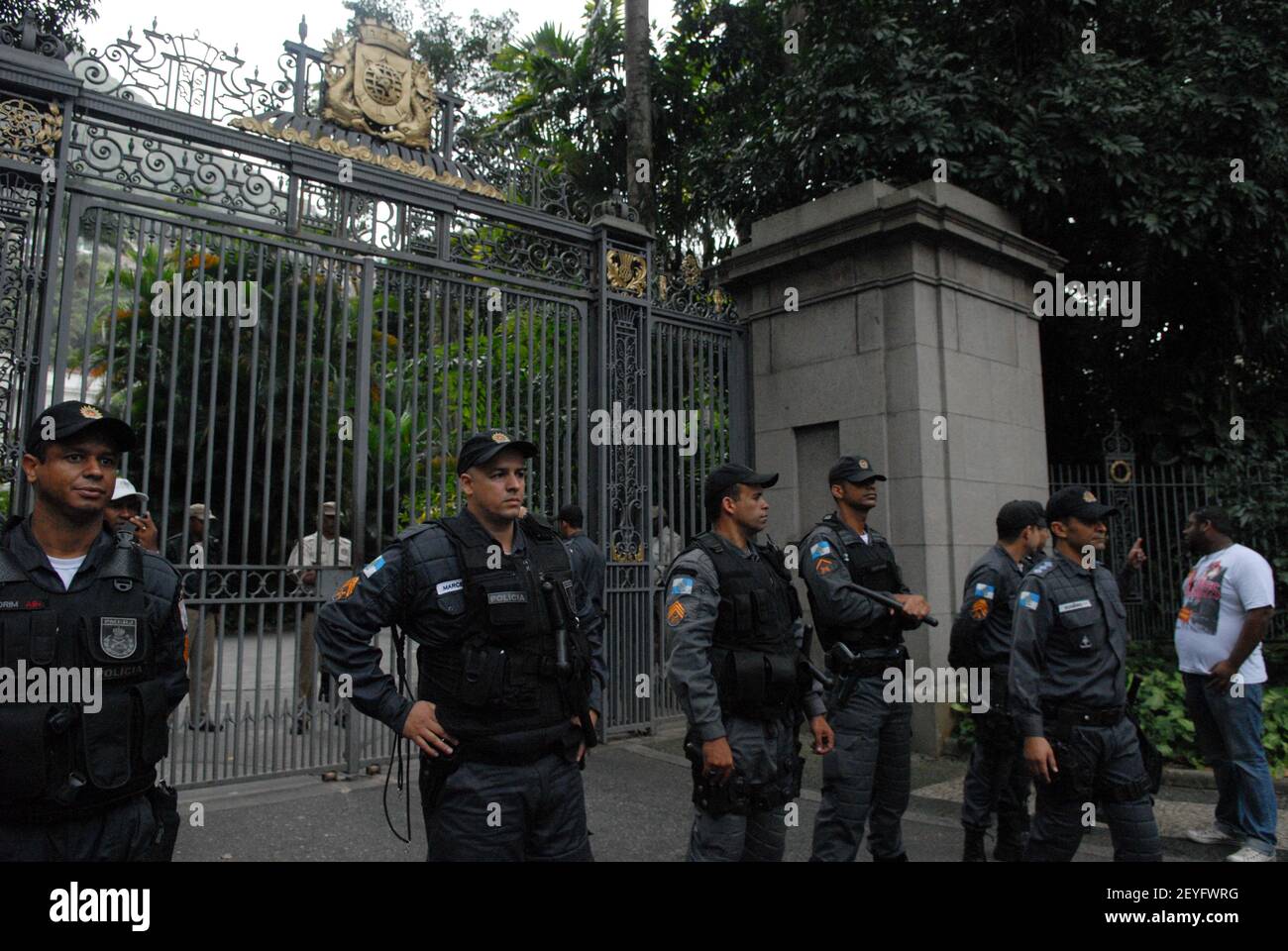 Rio de Janeiro public school teachers demonstrated today in center Rio ...