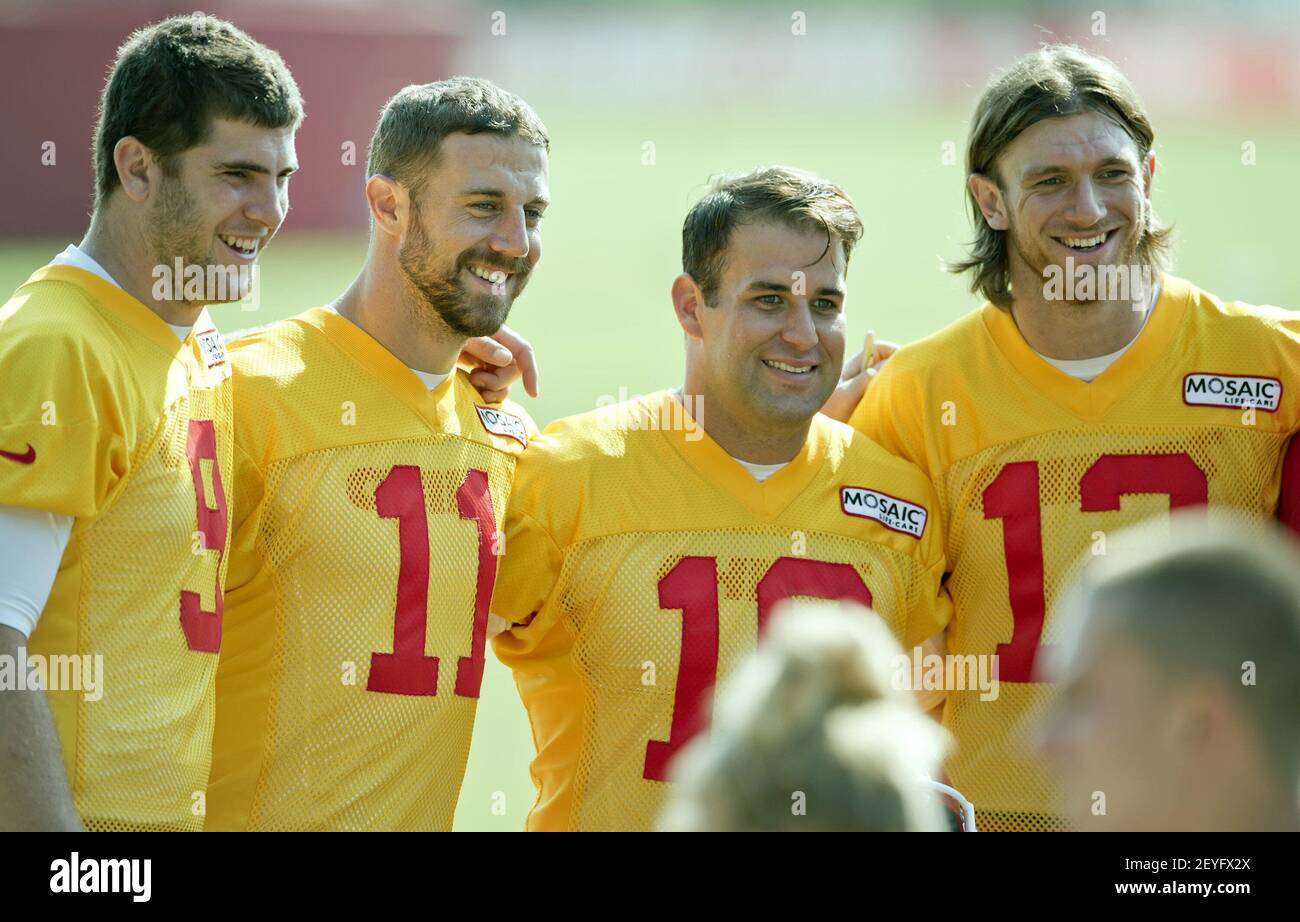 Kansas City Chiefs quarterbacks, from left, Tyler Bray, Alex Smith