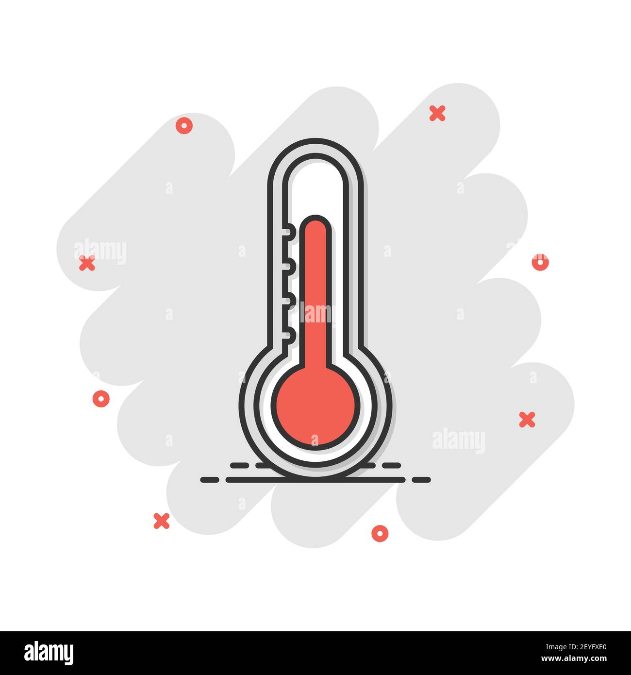 Vector thermometer icon in comic style. Goal sign illustration pictogram.  Thermometer business splash effect concept Stock Vector Image & Art - Alamy