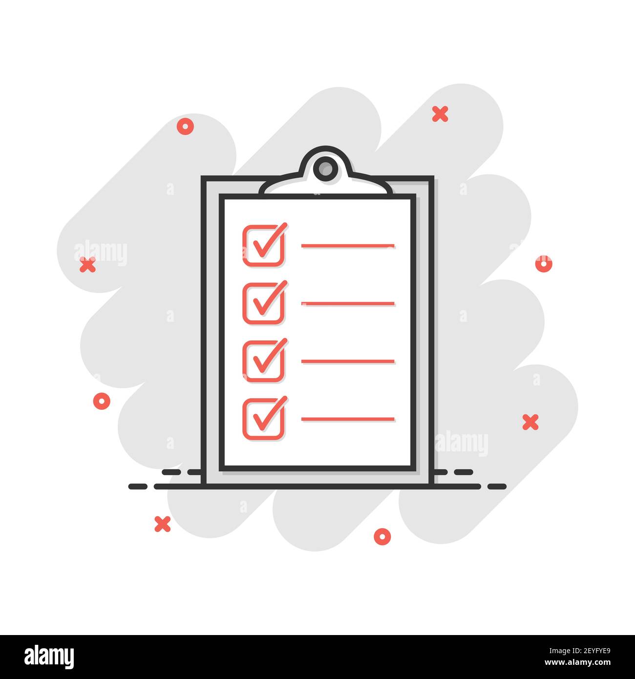 Vector cartoon to do list icon in comic style. Checklist, task list sign illustration pictogram. Reminder business splash effect concept. Stock Vector