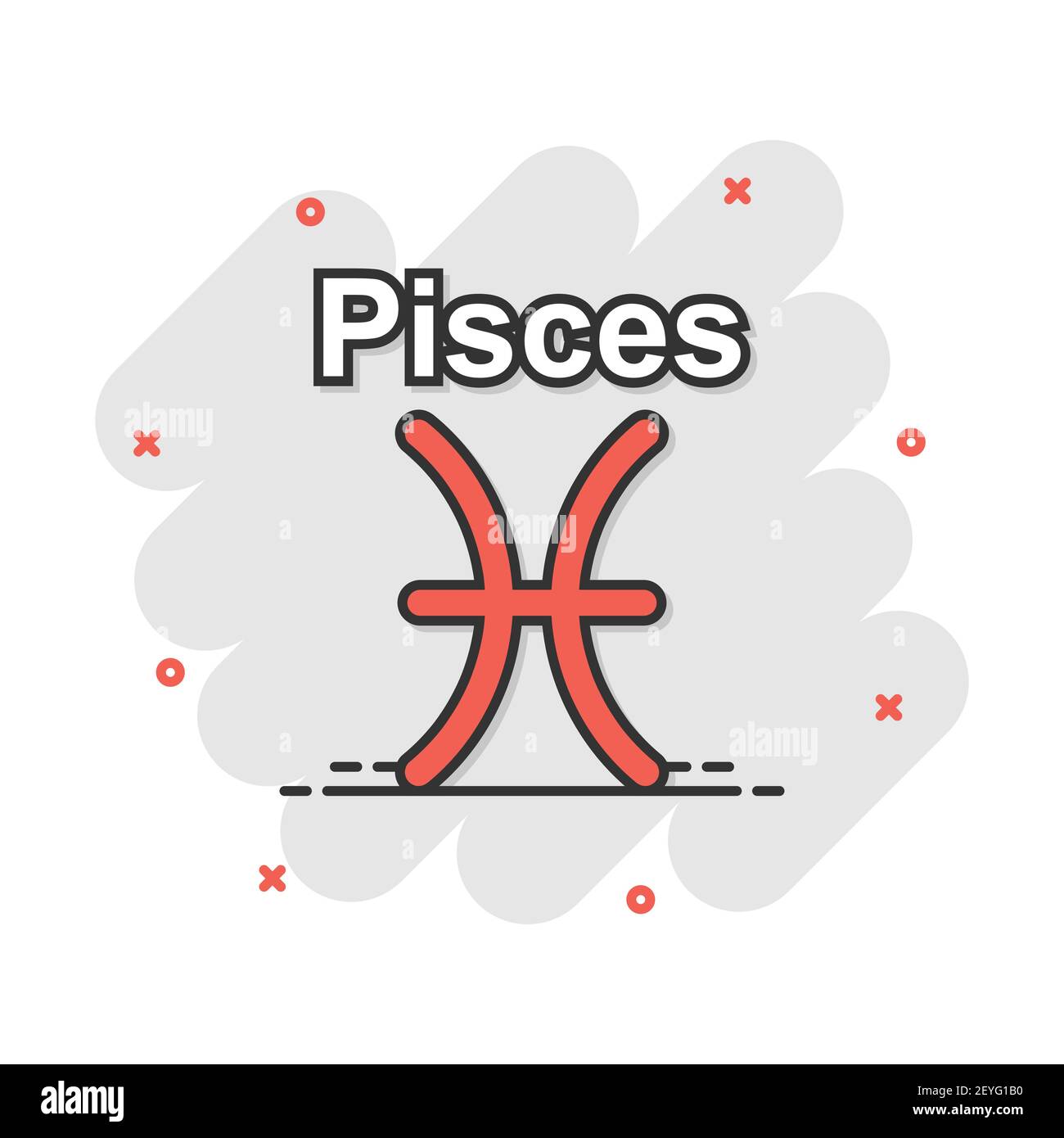 Vector cartoon pisces zodiac icon in comic style. Astrology sign illustration pictogram. Pisces horoscope business splash effect concept. Stock Vector