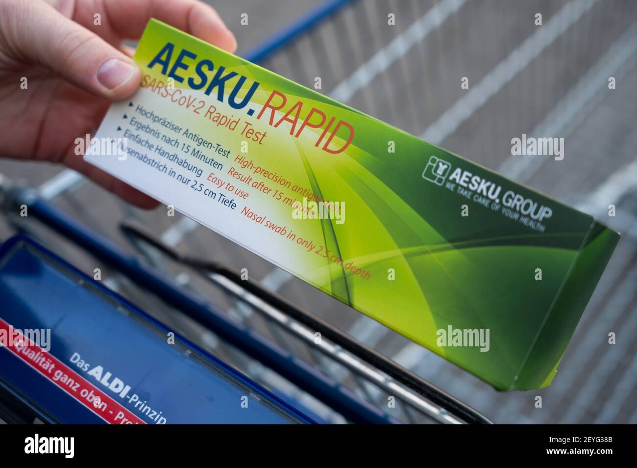 Berlin Germany 06th Mar 21 A Man Holds A Pack Of Corona Self Tests From Aldi