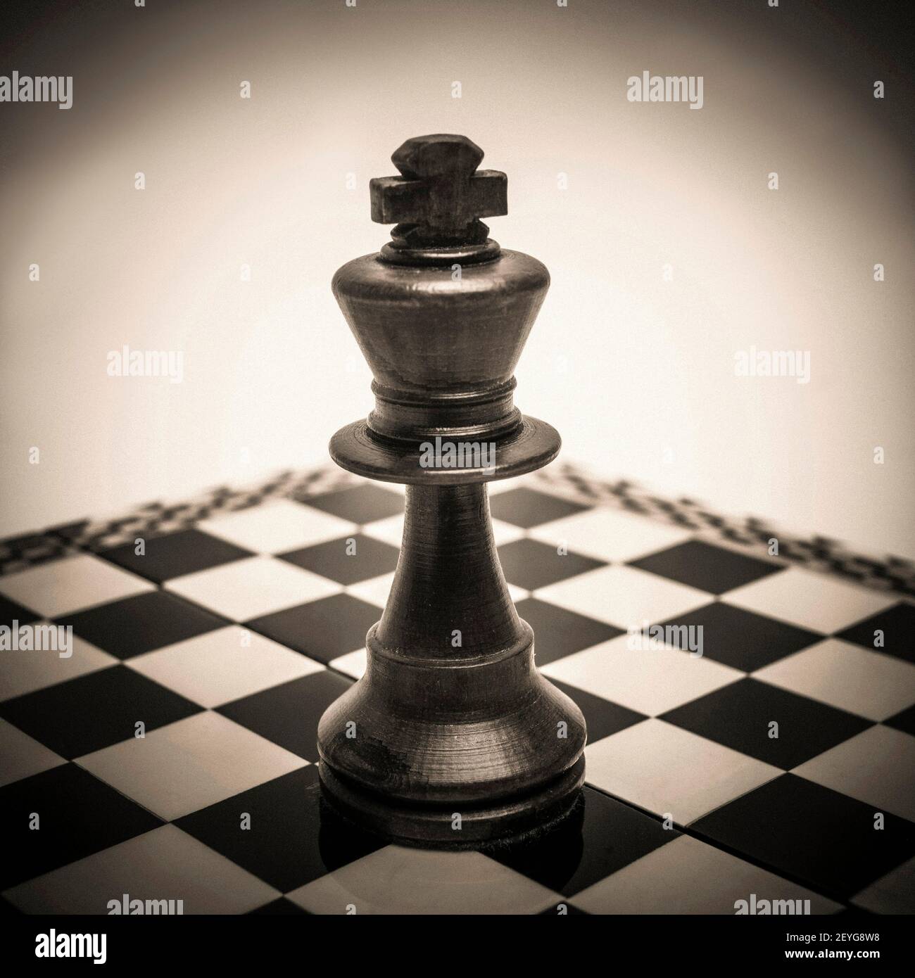 King chess piece on chessboard Stock Photo