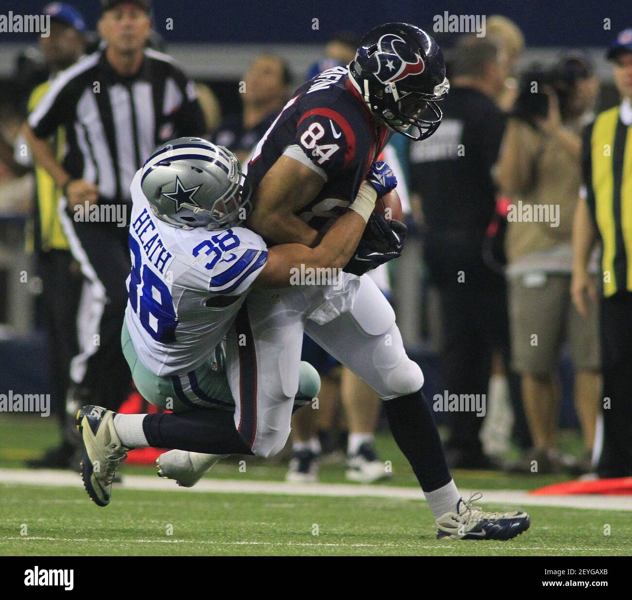 Arlington, Texas, USA. 11th Dec, 2022. On 4th and 3, Dallas Cowboys  defensive tackle NEVILLE GALLIMORE (96) and Dallas Cowboys linebacker  ANTHONY BARR (42) combine to stop Houston Texans quarterback JEFF DRISKEL (