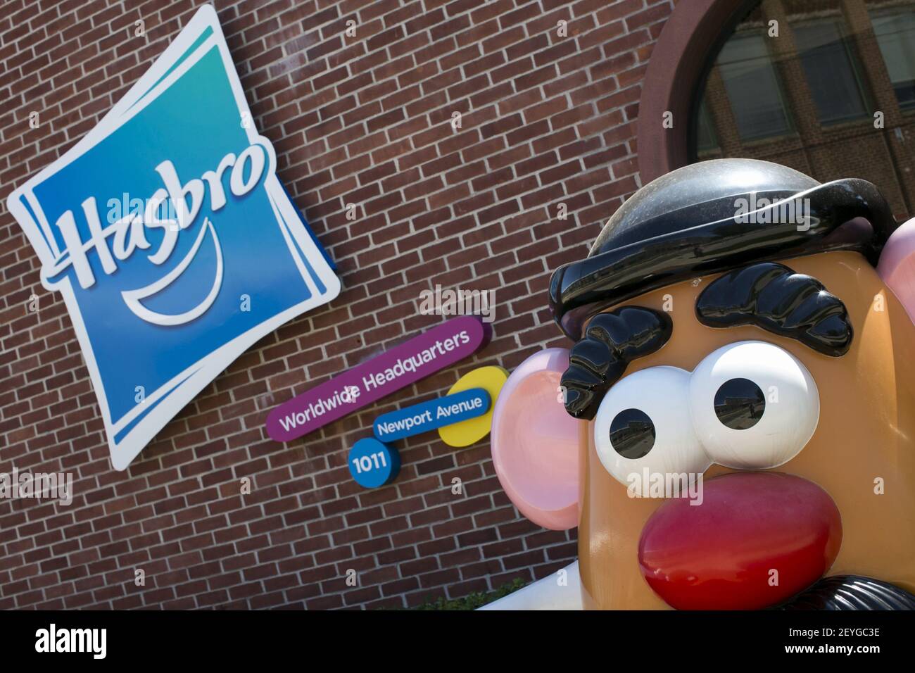 The headquarters of Hasbro Toys in Pawtucket, Rhode Island on August 25,  2013. The company known for iconic toys such a Mr. Potato Head is also the  parent company of toy brands