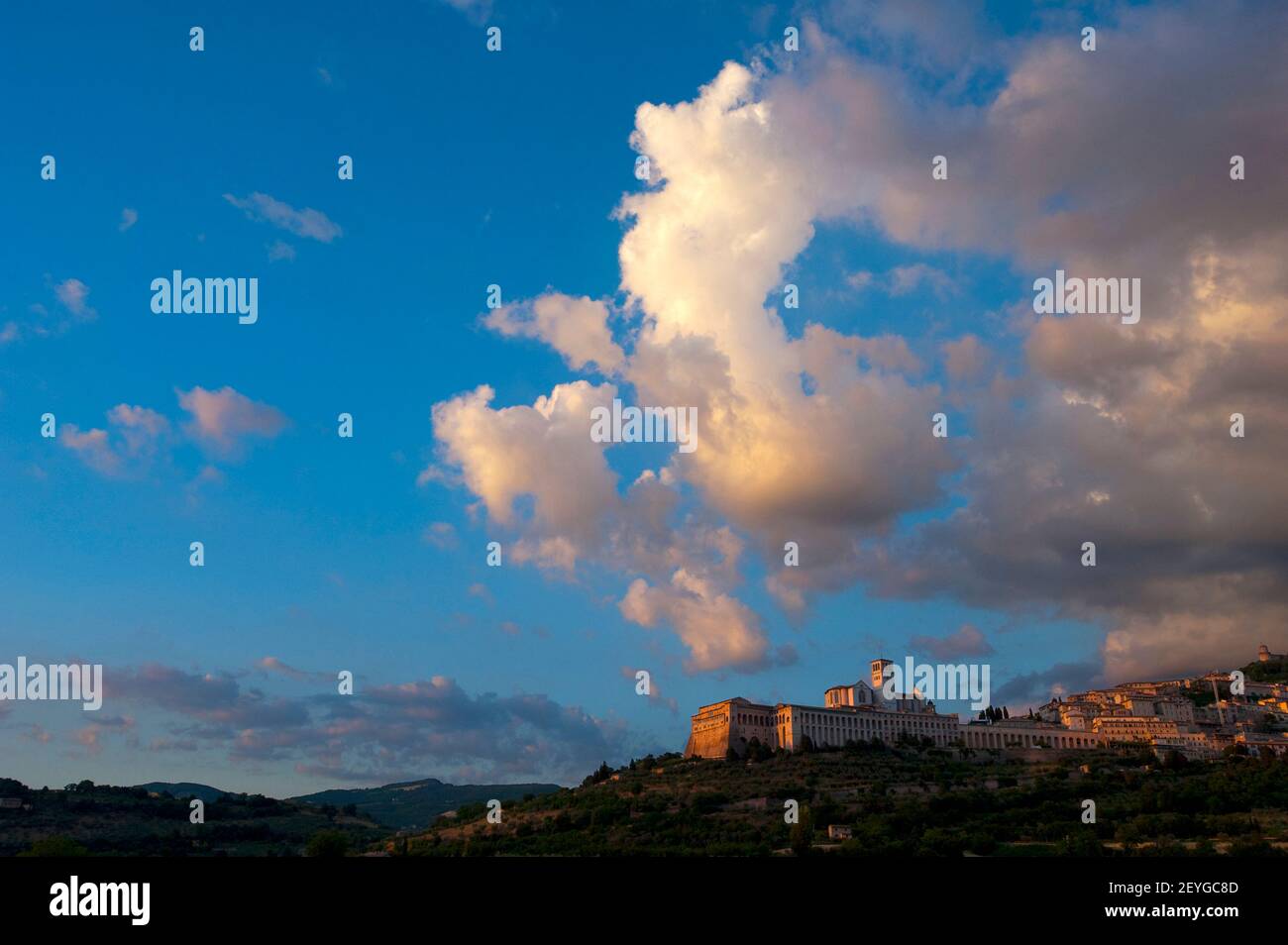 view of Assisi in Umbria, Italy, Umbrien, Italien Stock Photo