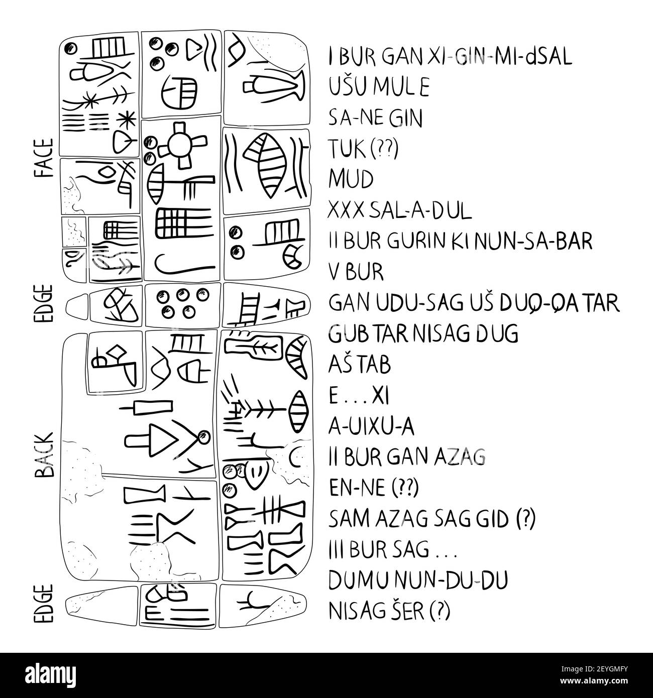 Illustration babylonian cuneiform Cut Out Stock Images & Pictures - Alamy