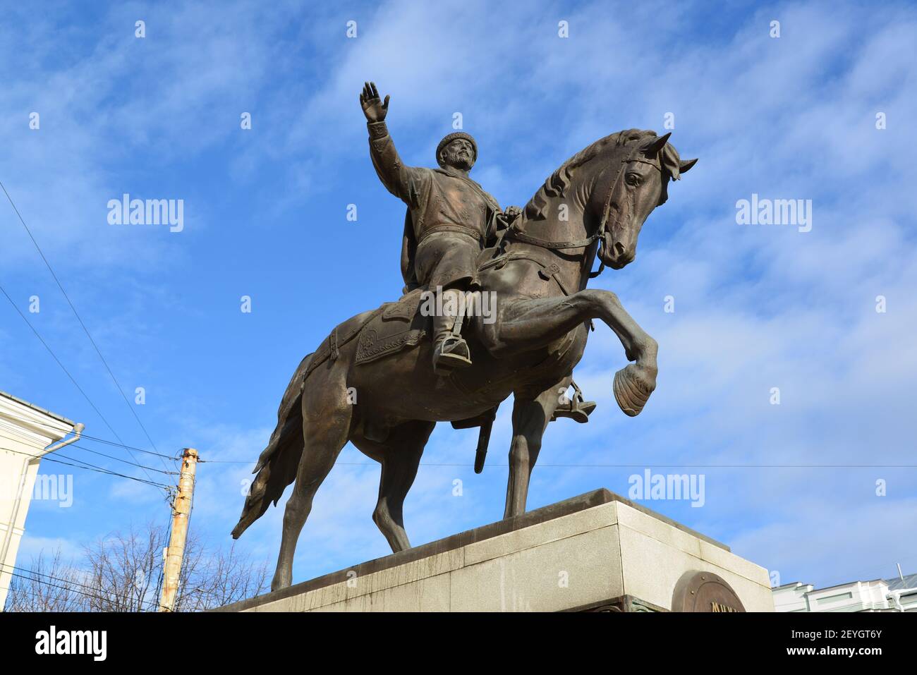 Tver, Russia - February 27. 2016.  monument to  founder of  city of Prince Mikhail Yaroslavich Tverskoy Stock Photo