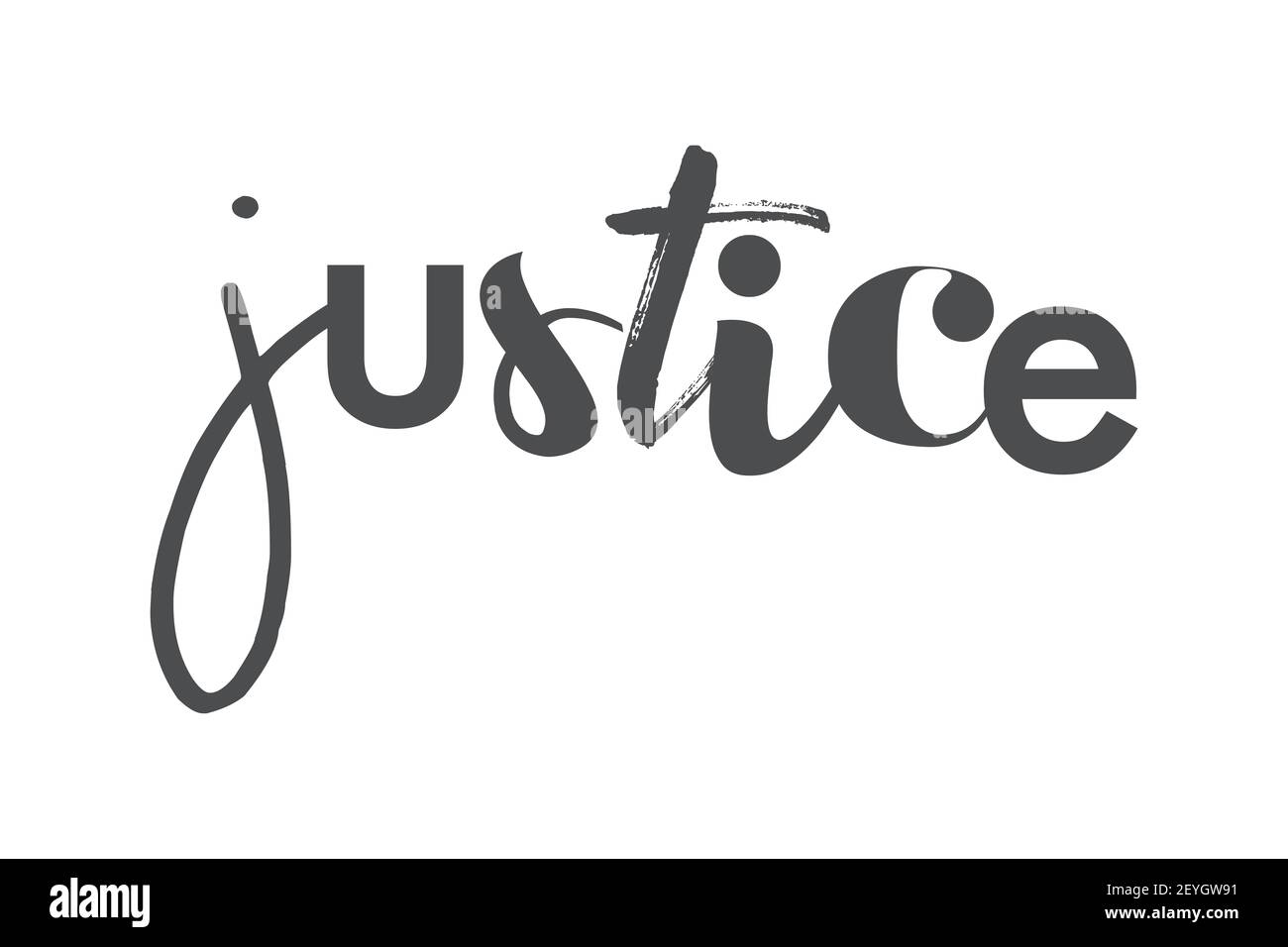 Modern, playful, bold graphic design of a saying Justice in grey color.  Creative, experimental, cool and trendy typography Stock Photo - Alamy