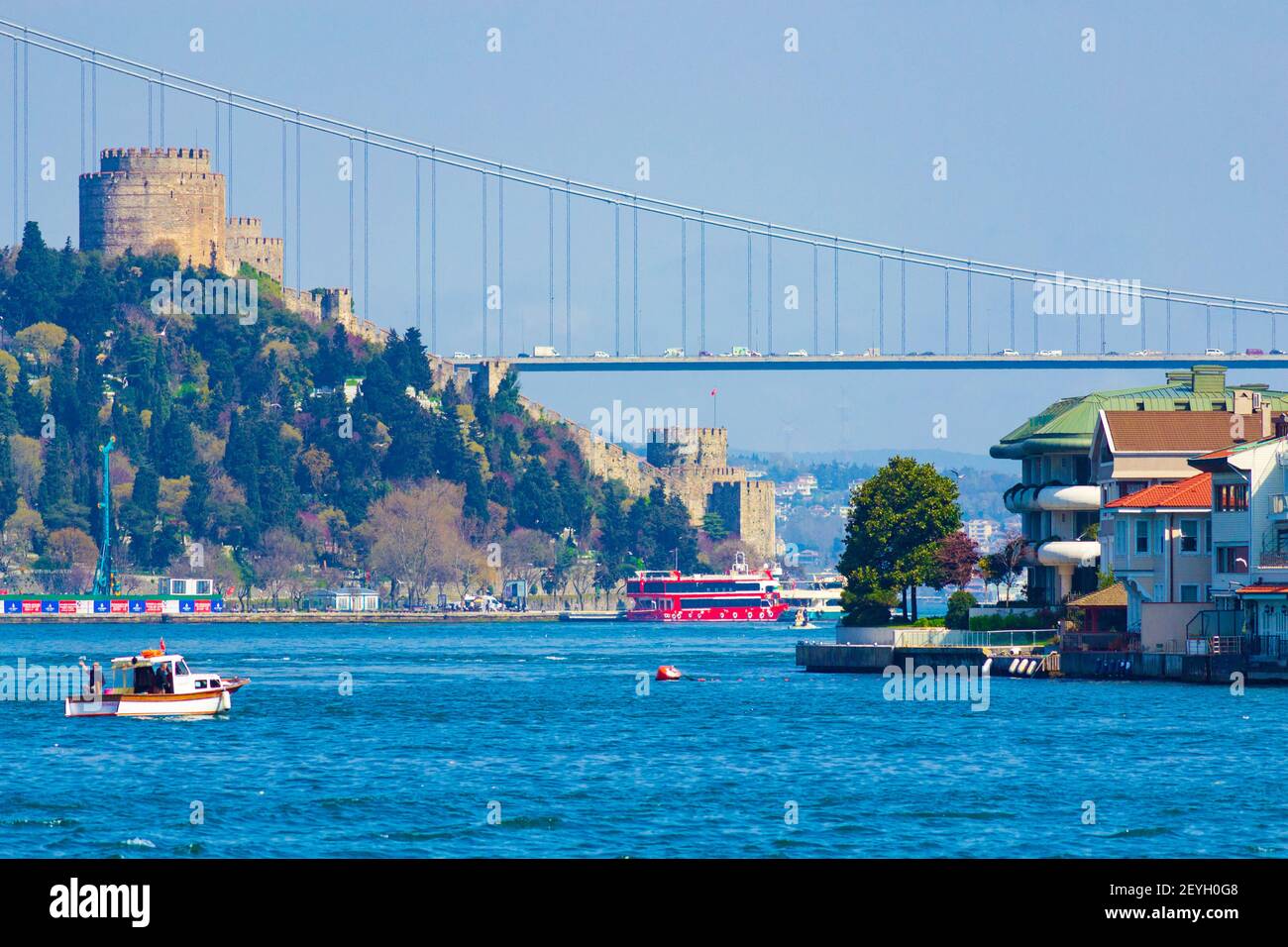 Fatih Sultan Mehmet Köprüsü Bridge & Rumeli Hisari-Hilltop 15th-century ...