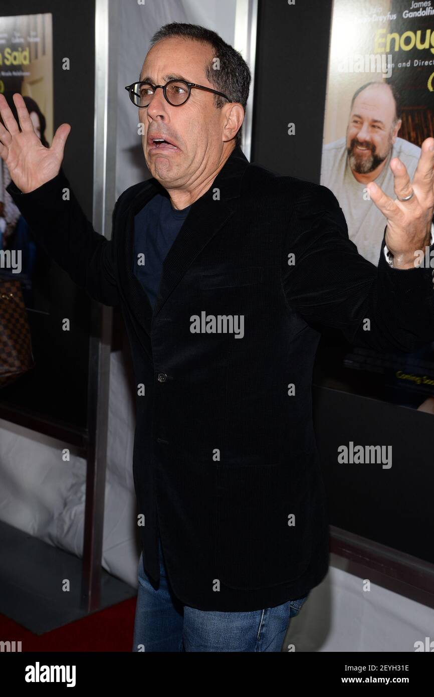 Comedian Jerry Seinfeld attends the 'Enough Said' New York Screening at the  Paris Theater in New York, NY, on September 16, 2013. (Photo by Anthony  Behar/Sipa USA Stock Photo - Alamy, image size:866x1390