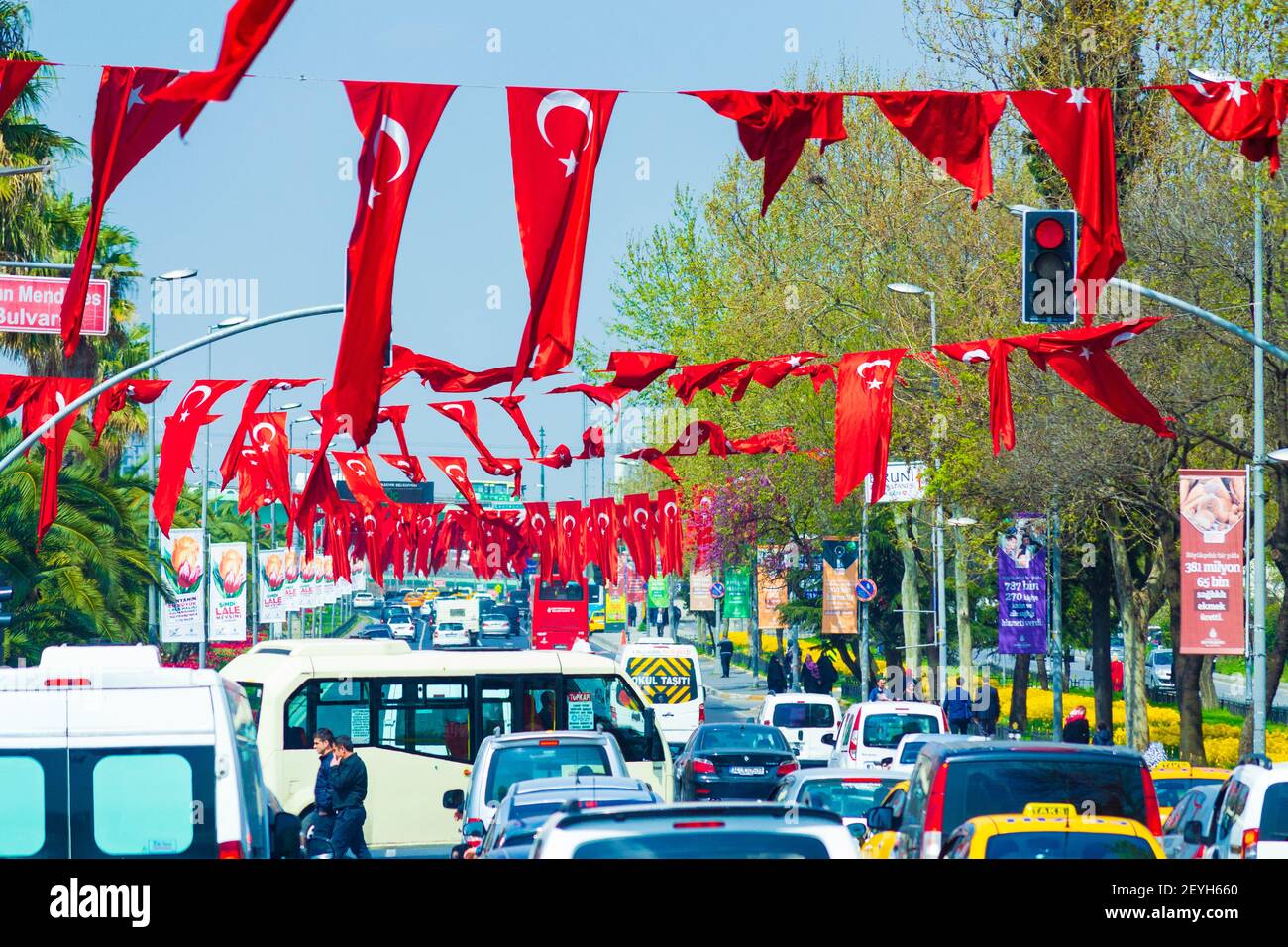 Ataturk Boulevard and city traffic in Istanbul, Turkey. Stock Photo