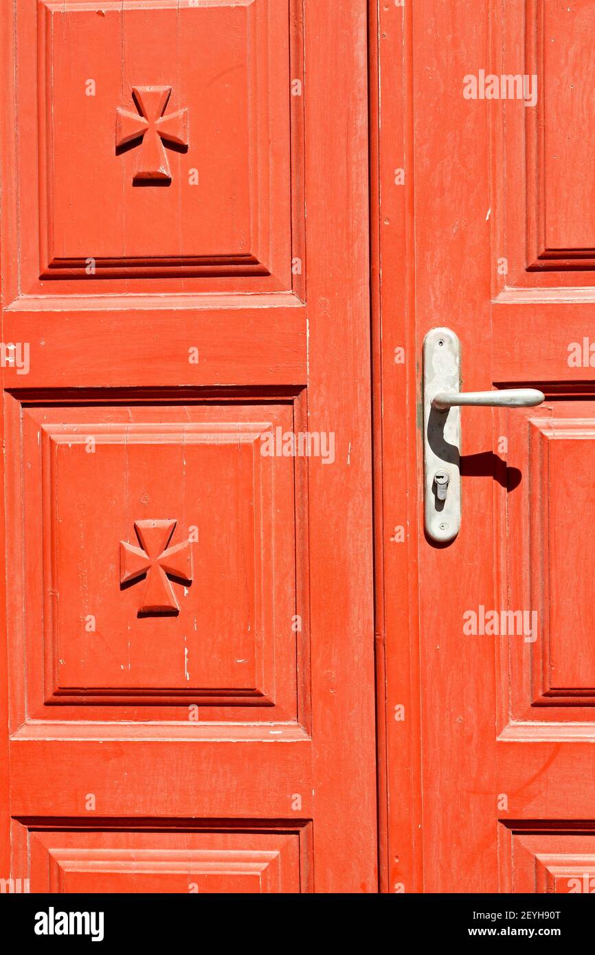 Entrance stripped paint door red Stock Photo Alamy
