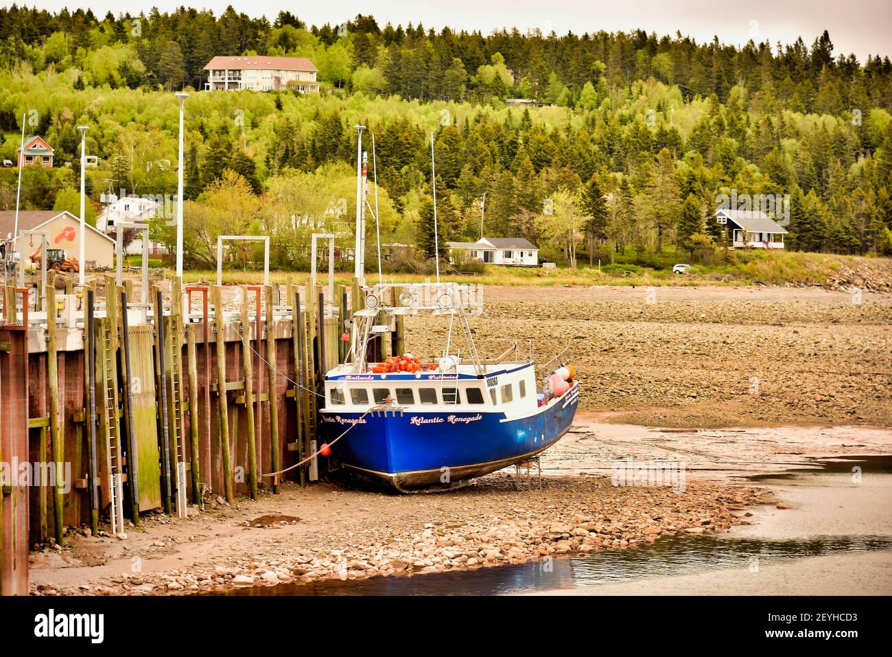 Lobster Boat at Low Tide Bay of Fundy Stock Photo Alamy