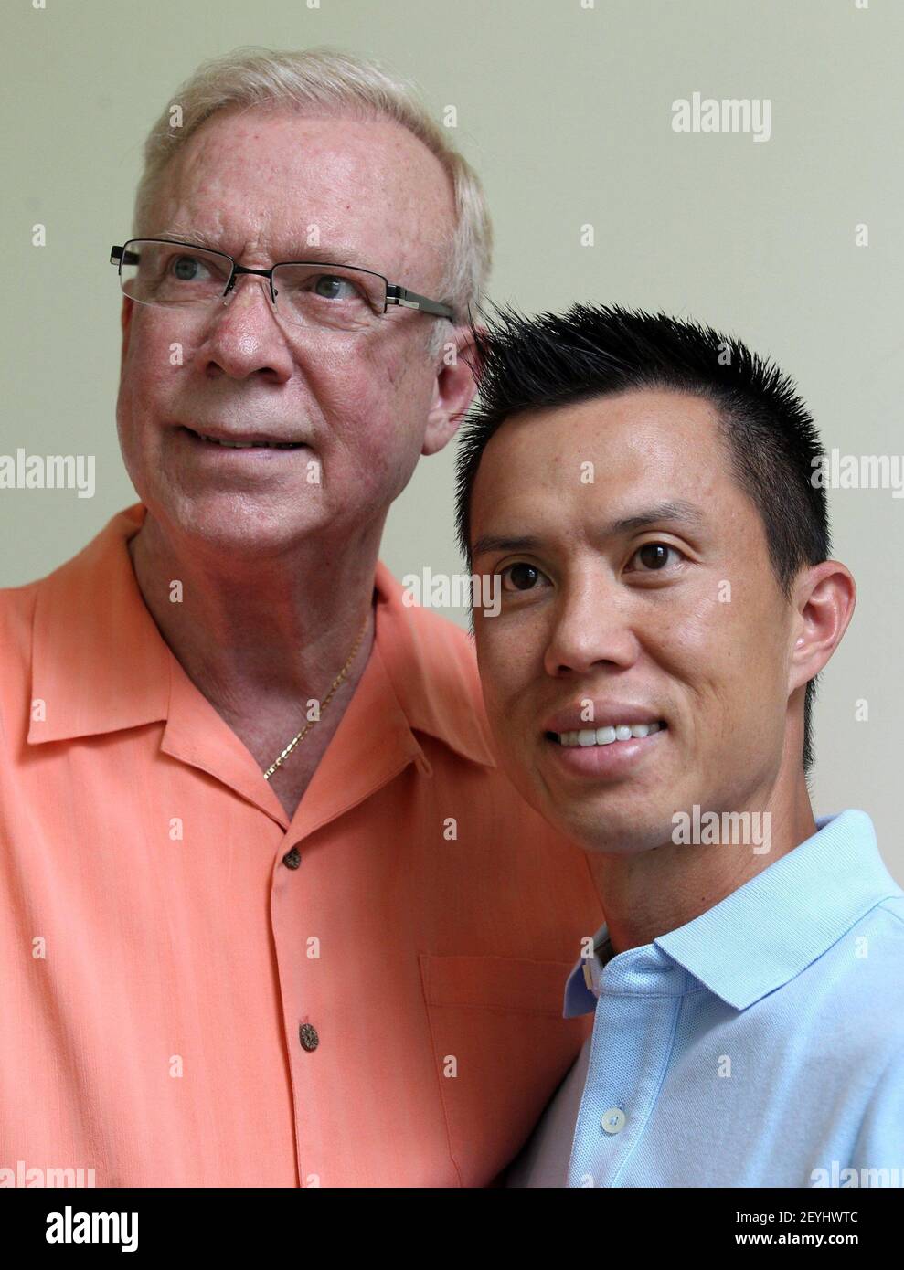 Grammy-winning Fort Lauderdale vibraphonist Gary Burton poses for portrait  with his husband Jonathan Chong, right, in their Fort Lauderdale home,  September 4, 2013. Burton, who has written an autobiography, has won seven