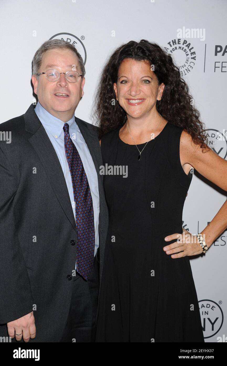 L-R: Matt Roush and TV Guide Magazine Editor in Chief Debra Birnbaum attends the Paleyfest Made in New York Person of Interest Q&A, hosted by TV Guide Magazine, held at the Paley Center for Media in New York City, Thursday, October 3, 2013.(Photo By Jennifer Graylock/Sipa USA) Stock Photo