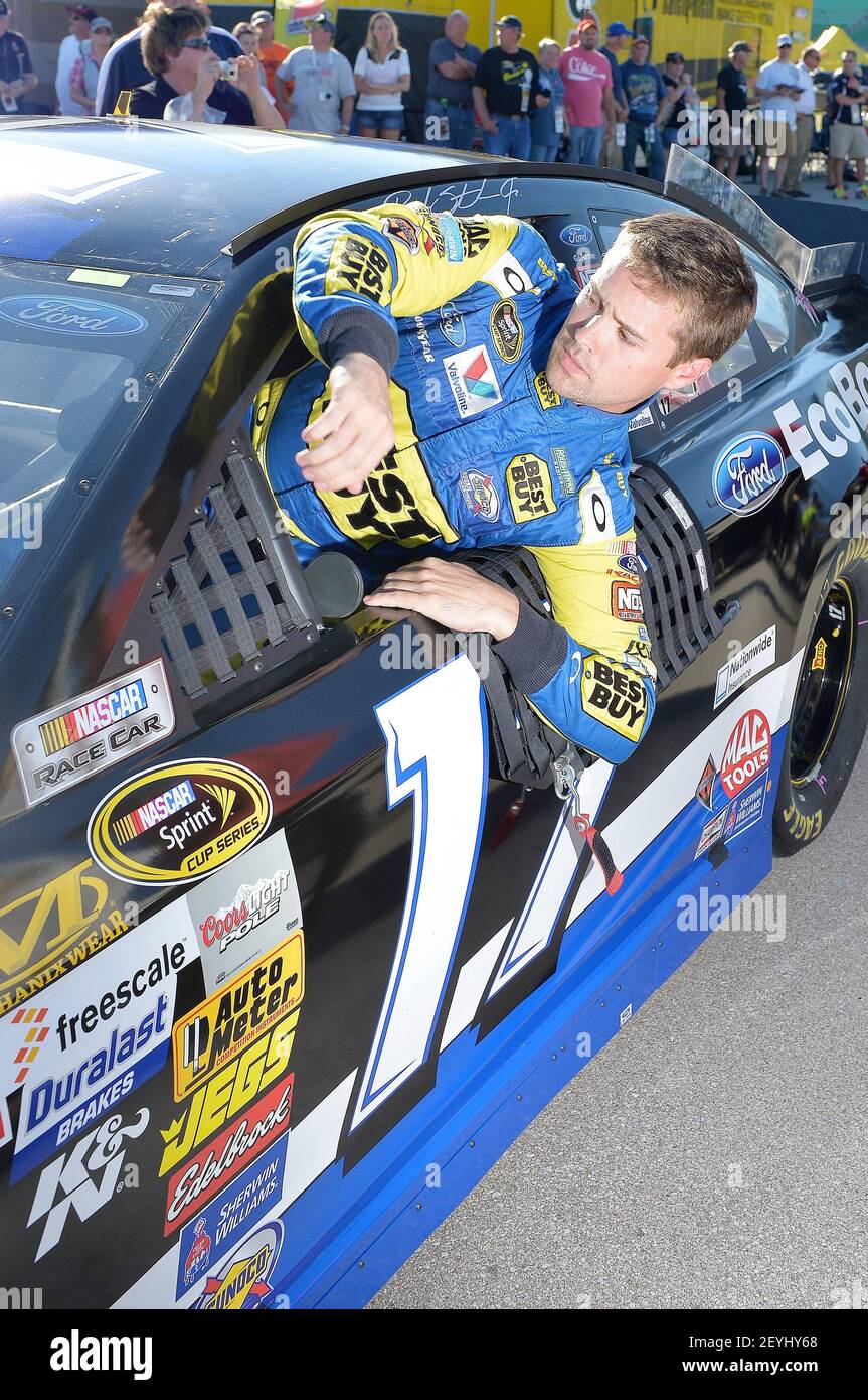Sprint Cup Series driver Ricky Stenhouse Jr. gets out of his car after ...