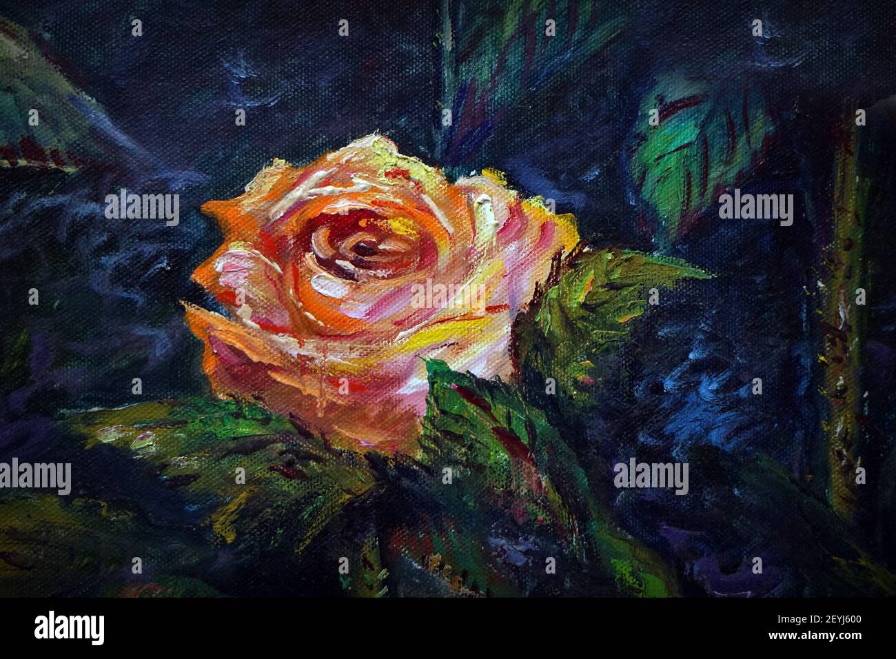 Art painting Abstract Acrylic color   rose  Flower Nature Imagination Stock Photo