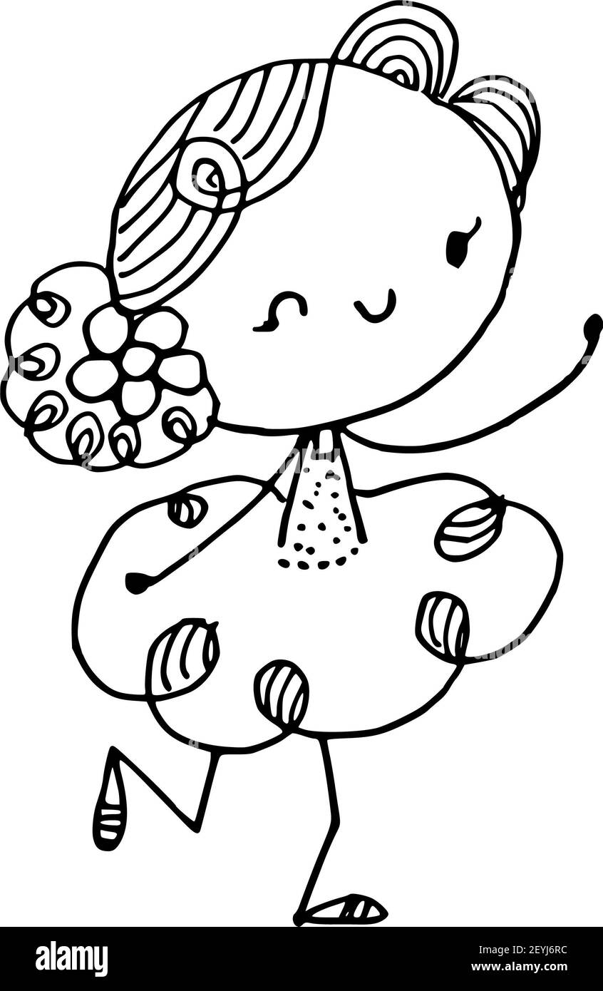 vector cartoon black and white girl Stock Photo Alamy