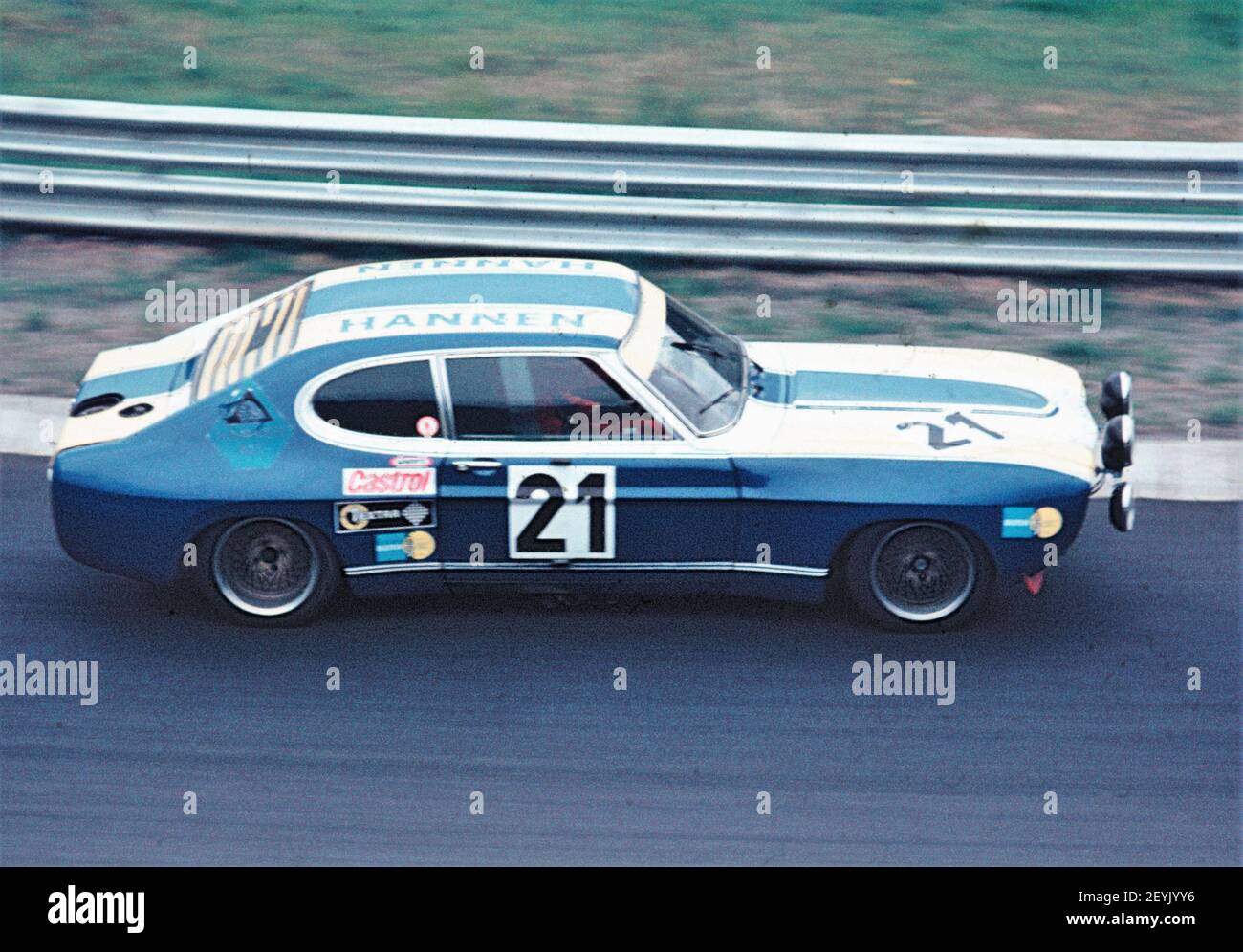Ford Capri RS at a Touring Car race at the Nuerburgring Nordschleife in the 1970s, Eifel Germany Stock Photo