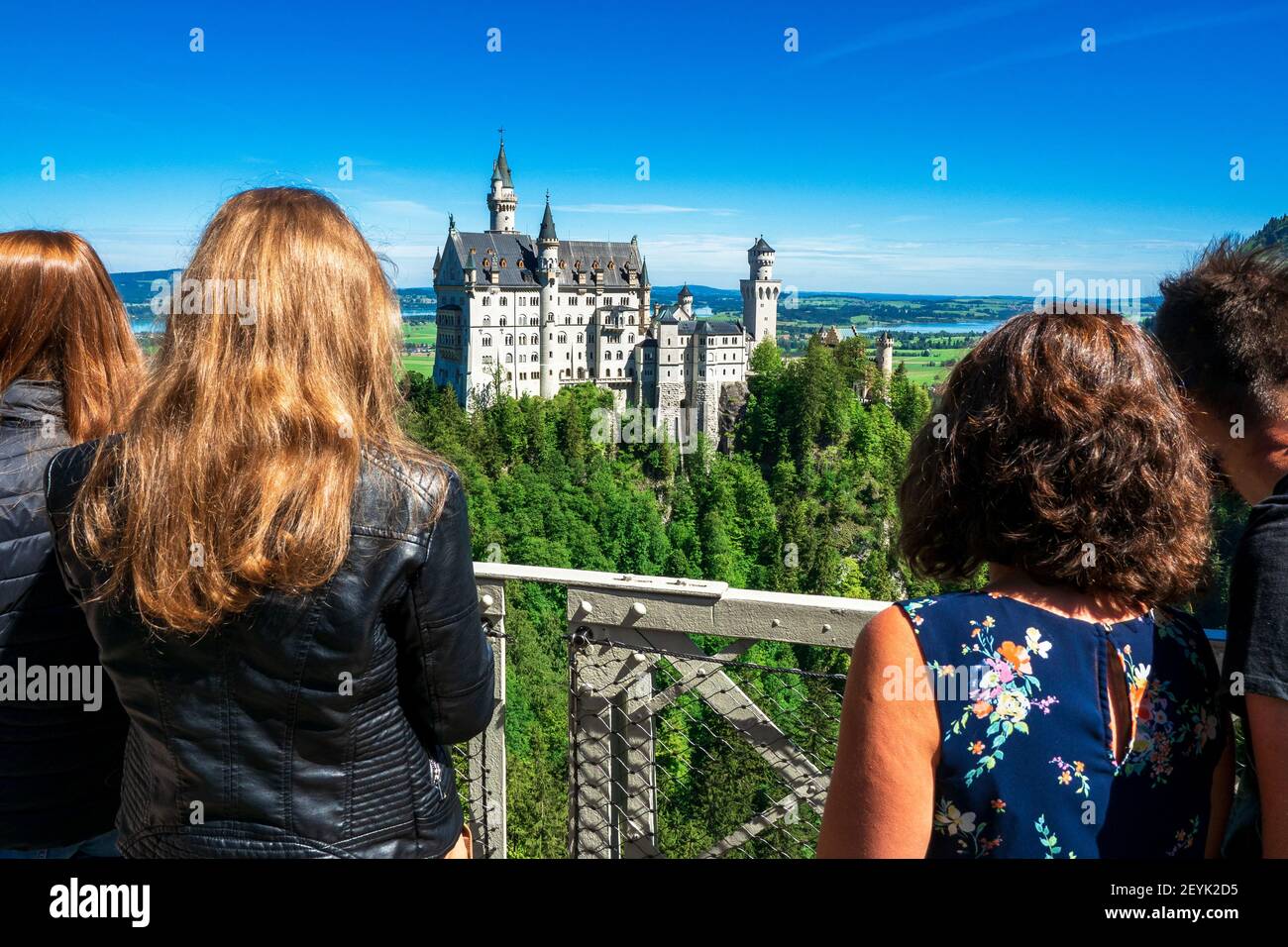Women looking at famous and amazing Neuschwanstein Castle, Füssen
