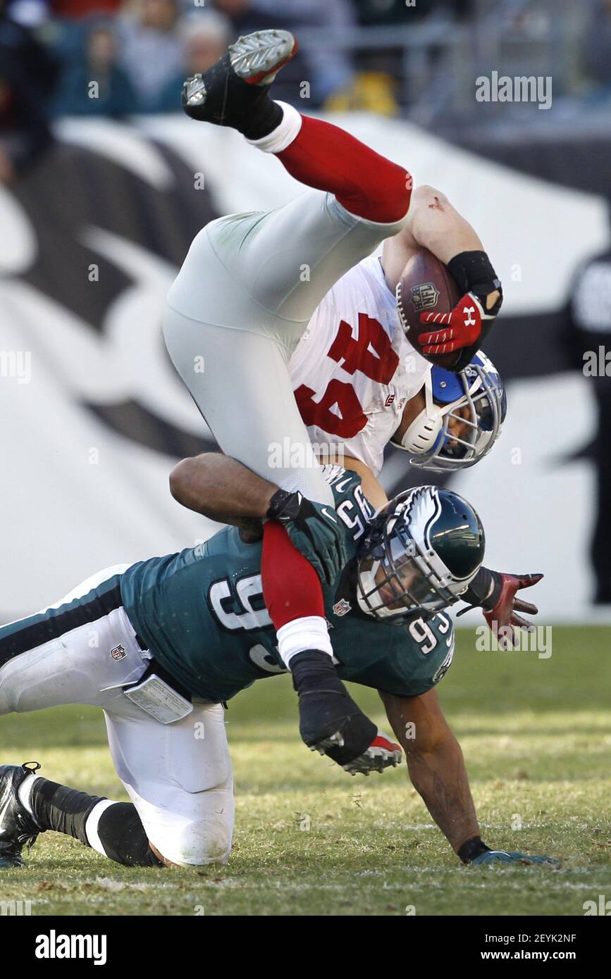 New York Giants' Peyton Hillis (44) rushes as Minnesota Vikings