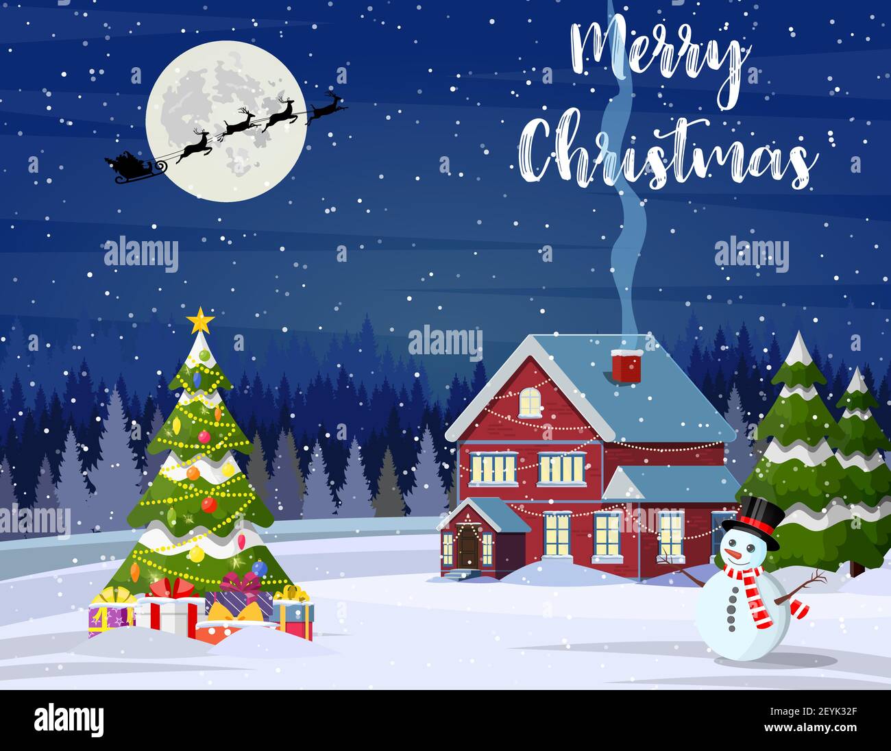 snowy village landscape Stock Vector Image & Art - Alamy