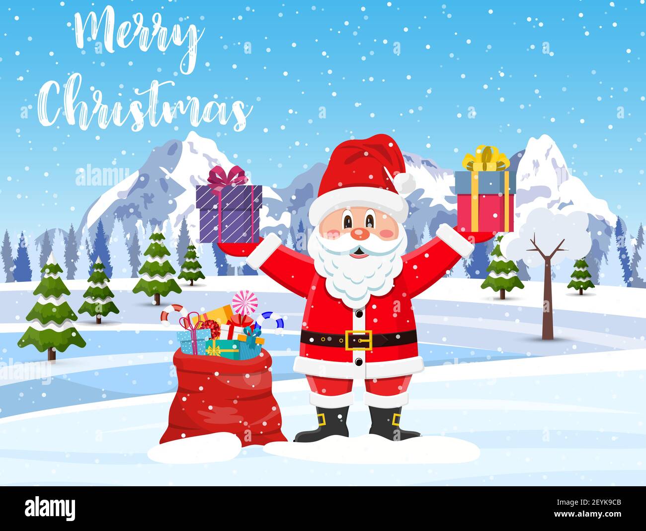 Santa claus with a bag of toys Stock Vector Image & Art - Alamy