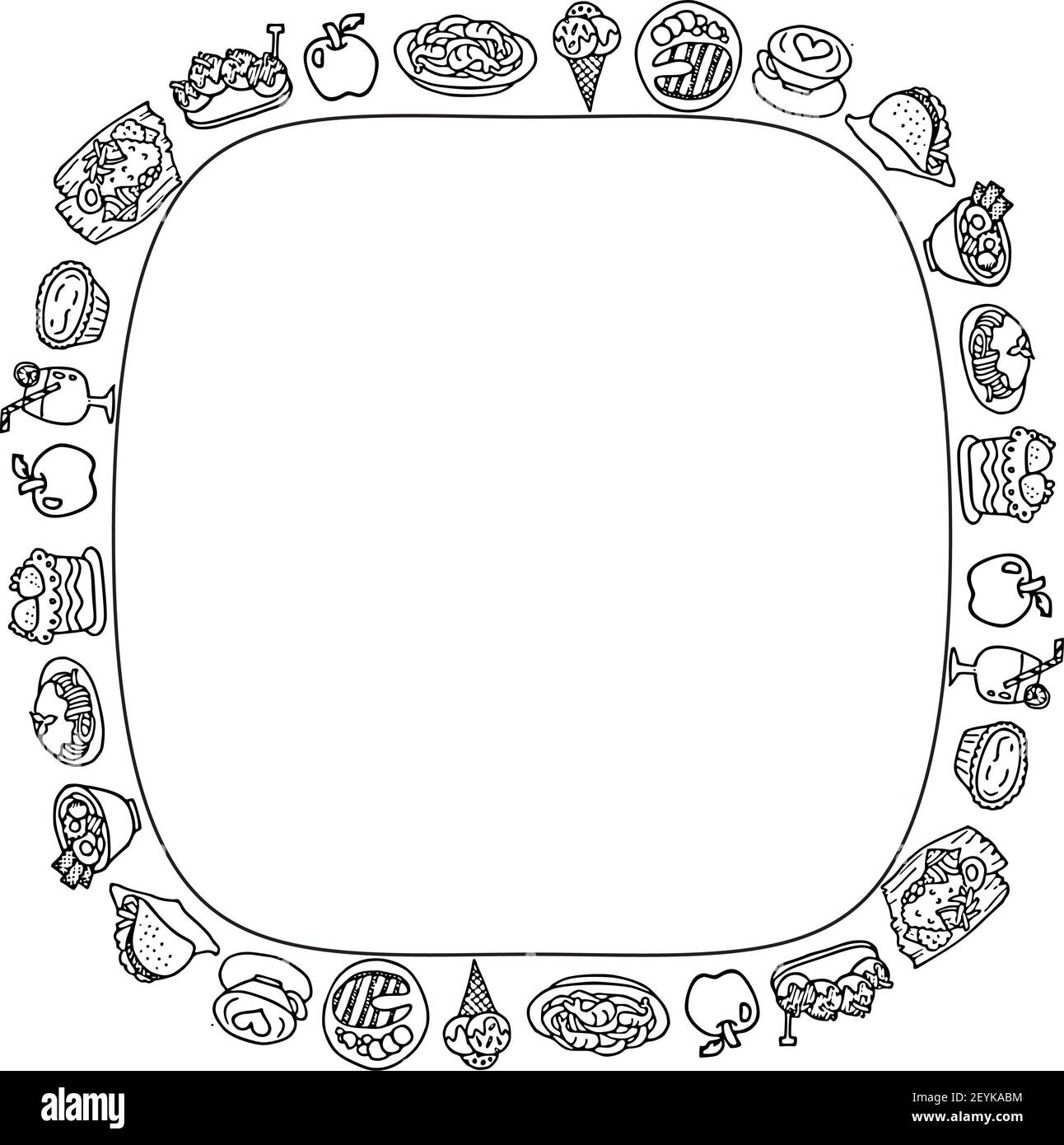 Food borders clip art black and white