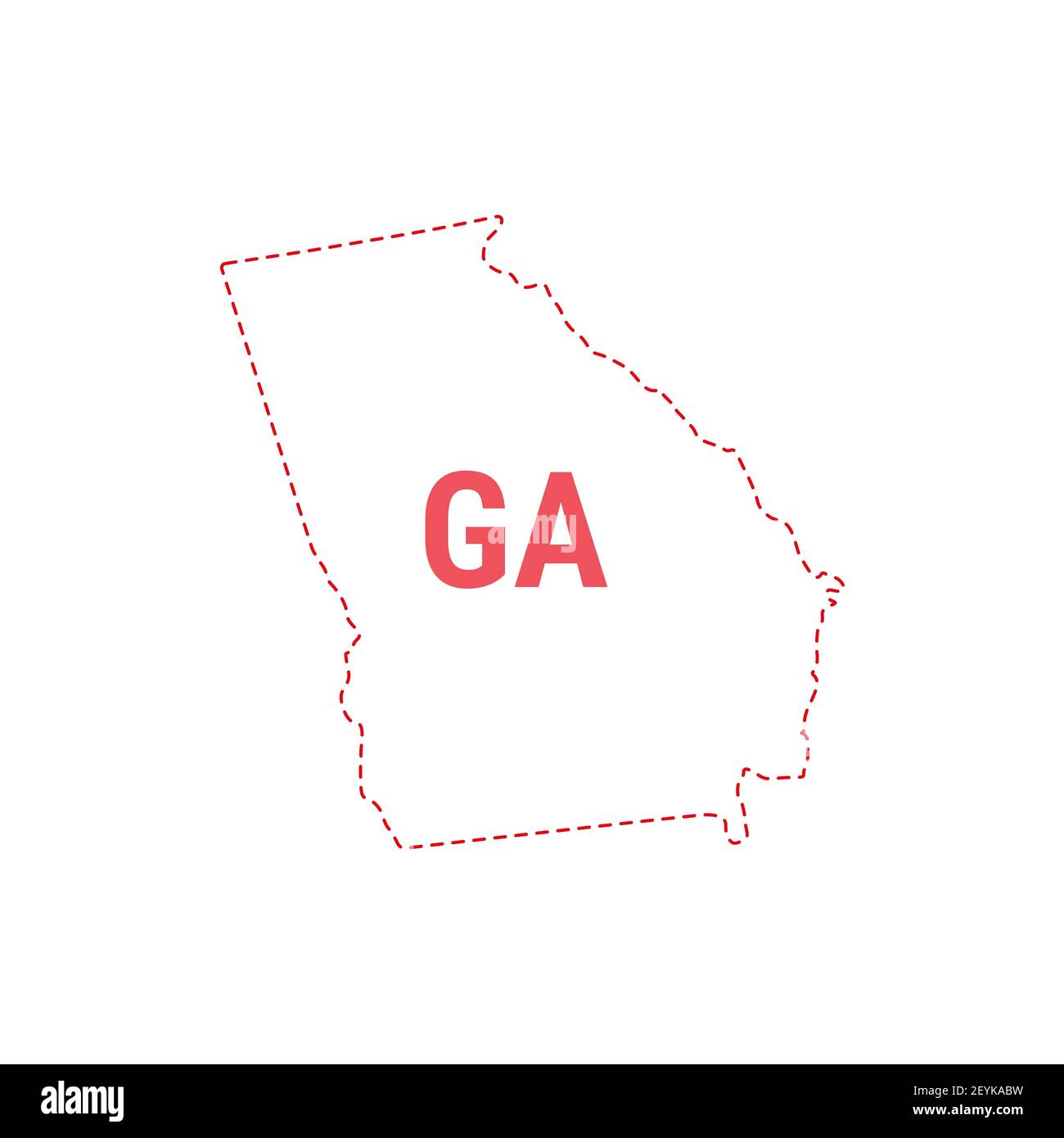 US state map outline dotted border. illustration. Twoletter state abbreviation Stock