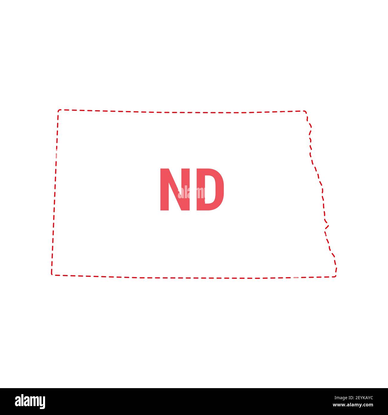 North Dakota US state map outline dotted border. illustration. Two